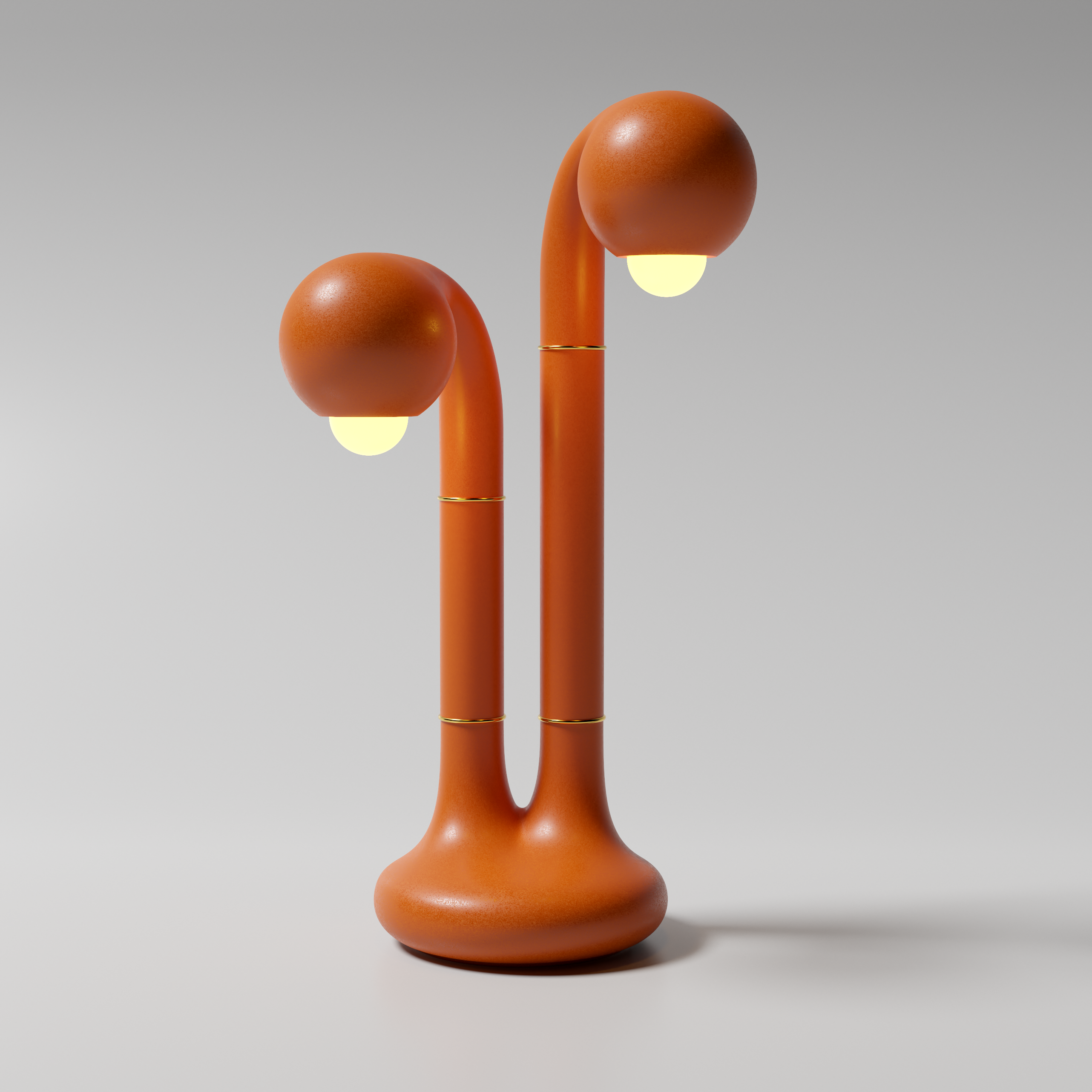 24 Matte Burnt Orange 58cm 2-GLOBE TABLE LAMP