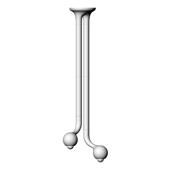 03 Gloss Black 2-GLOBE CEILING LAMP 36" x 18"