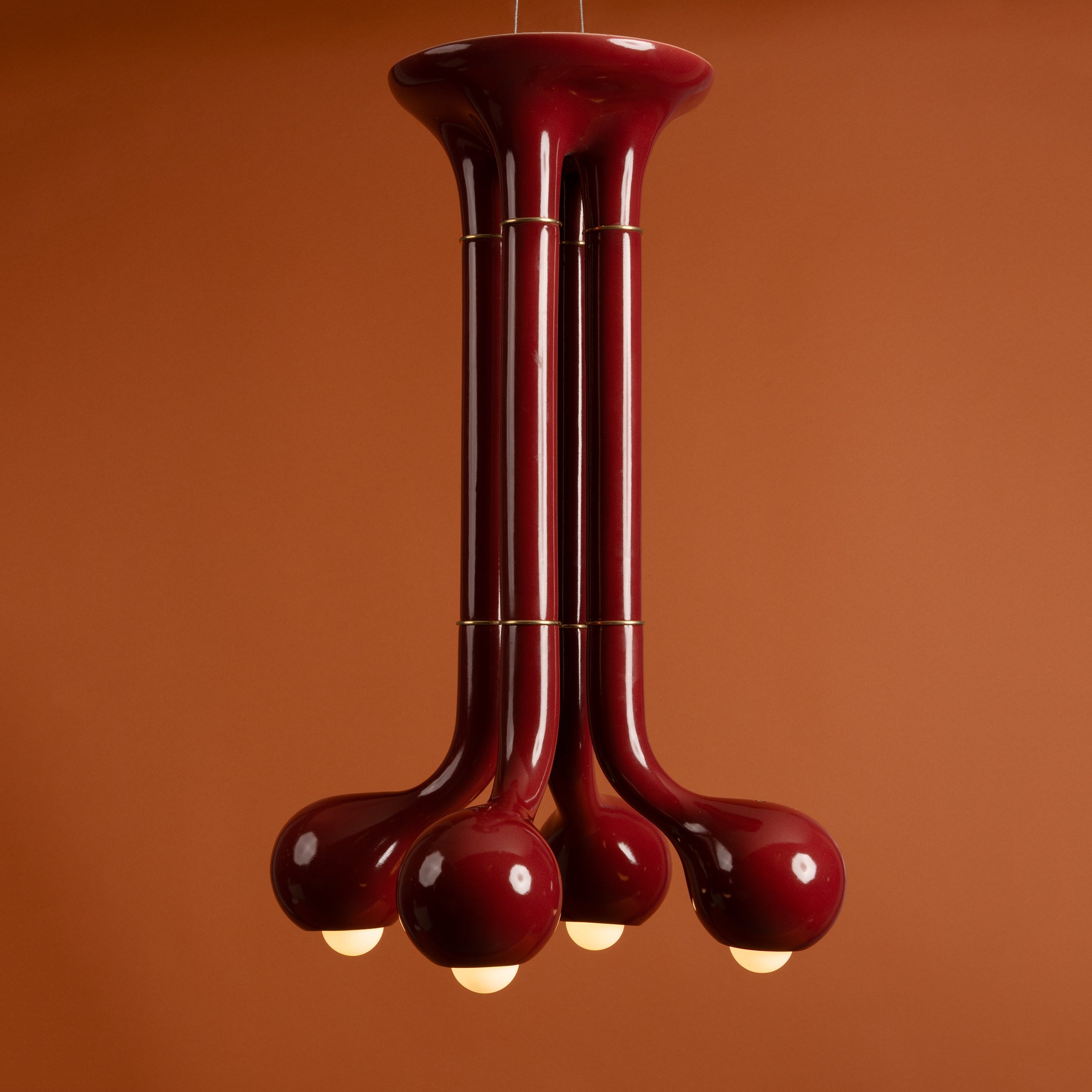 Burgundy 4-GLOBE CHANDELIER 27" x 18"