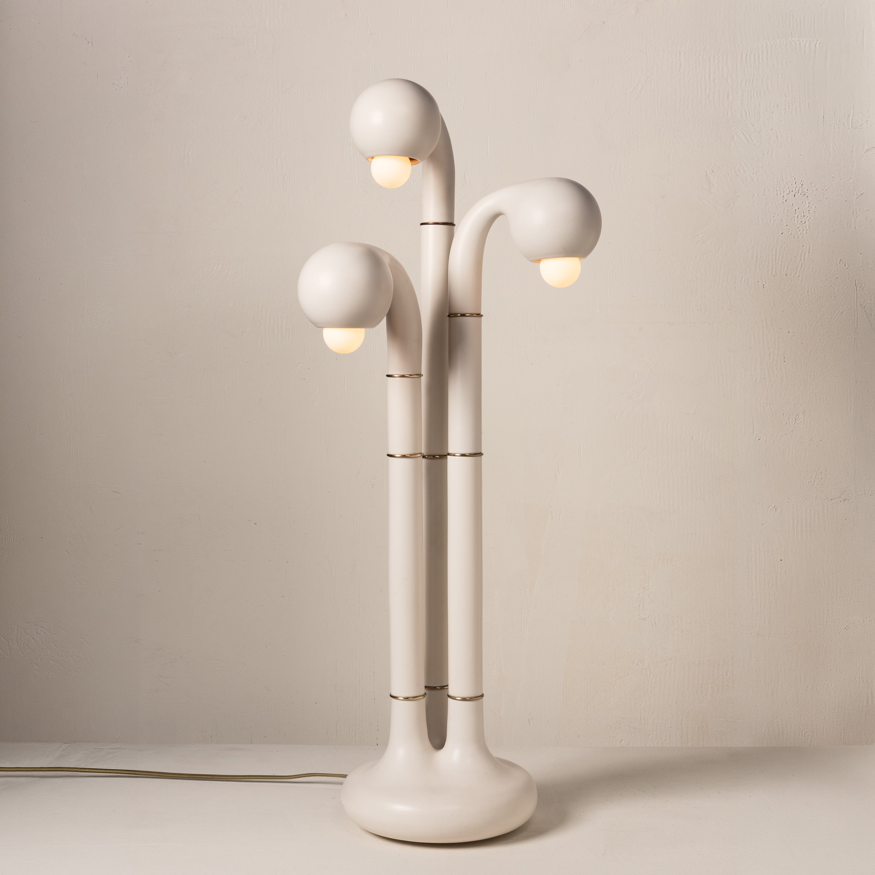 Matte White 37” 3-GLOBE TABLE LAMP