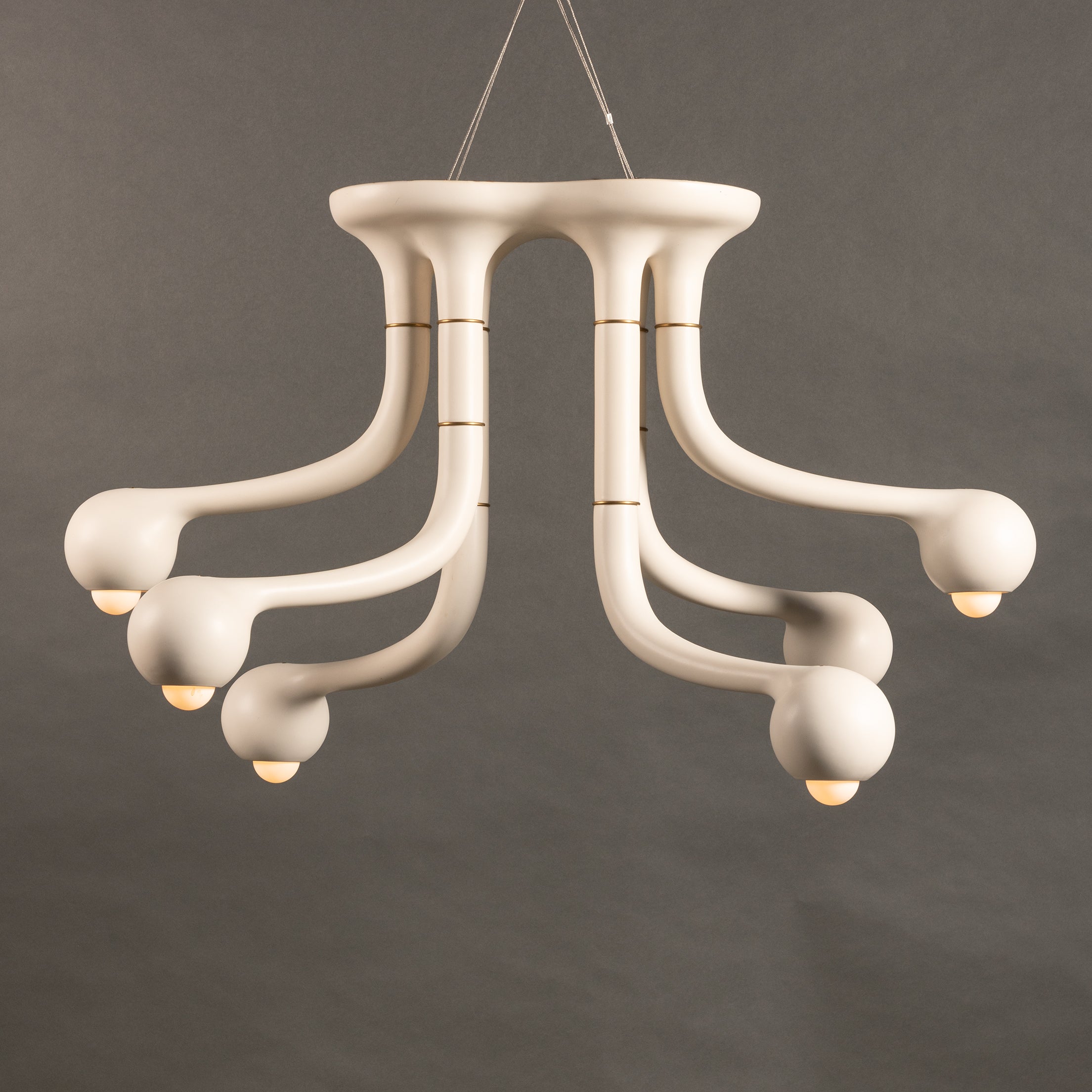 MATTE WHITE 6-GLOBE CHANDELIER 24" x 40 x 24"