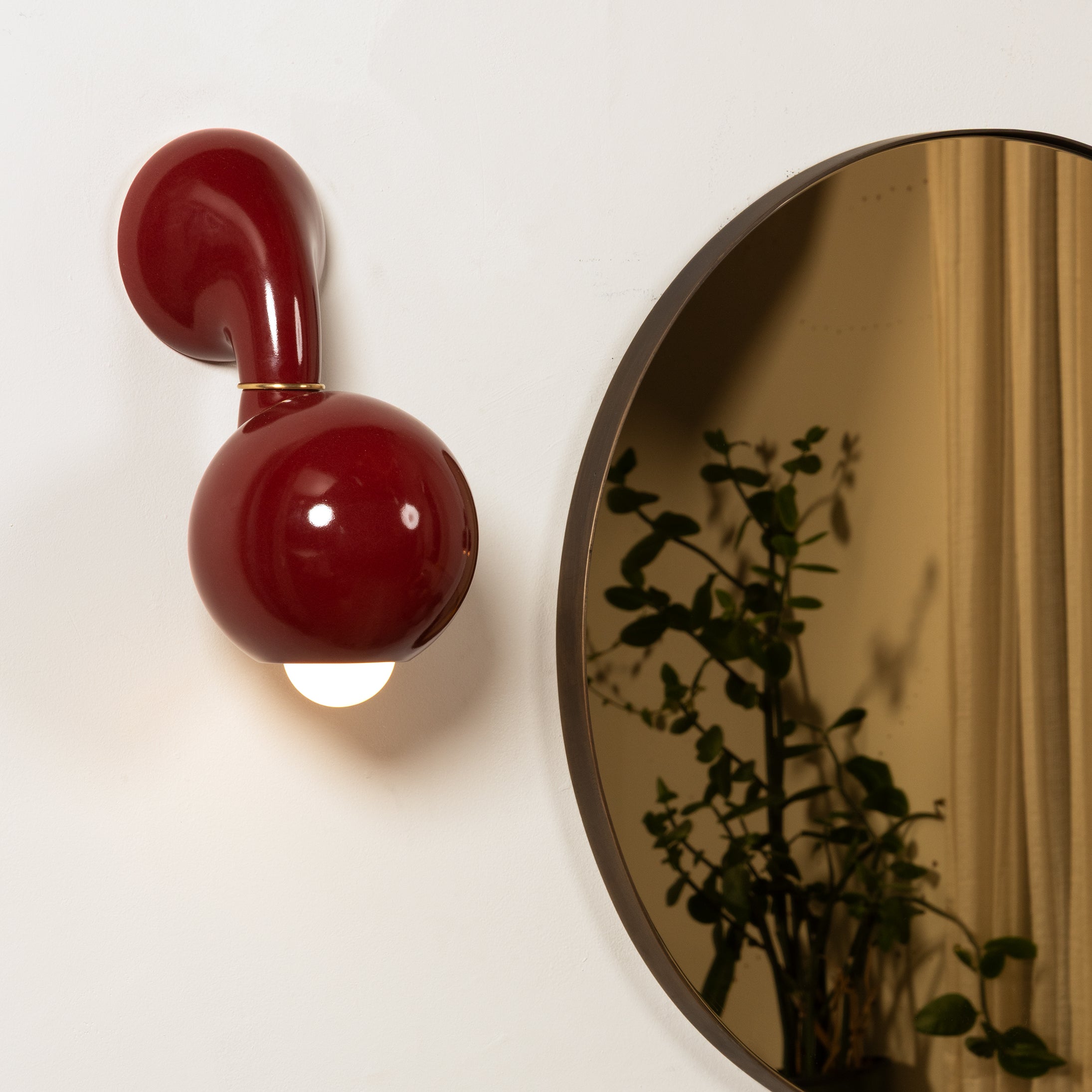 Gloss Burgundy Wall Sconce w/6" Globe