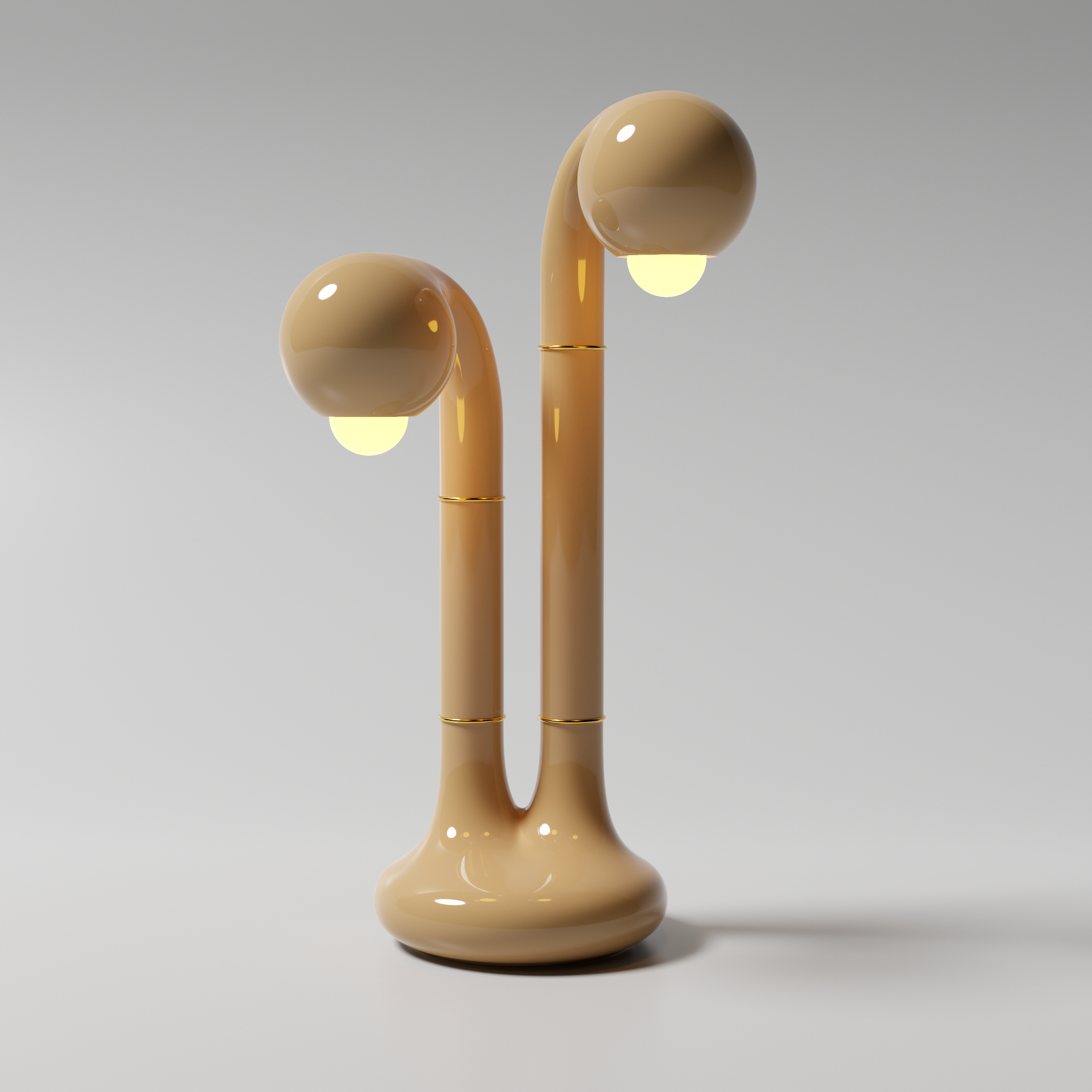 Gloss Beige 23” 2-GLOBE TABLE LAMP