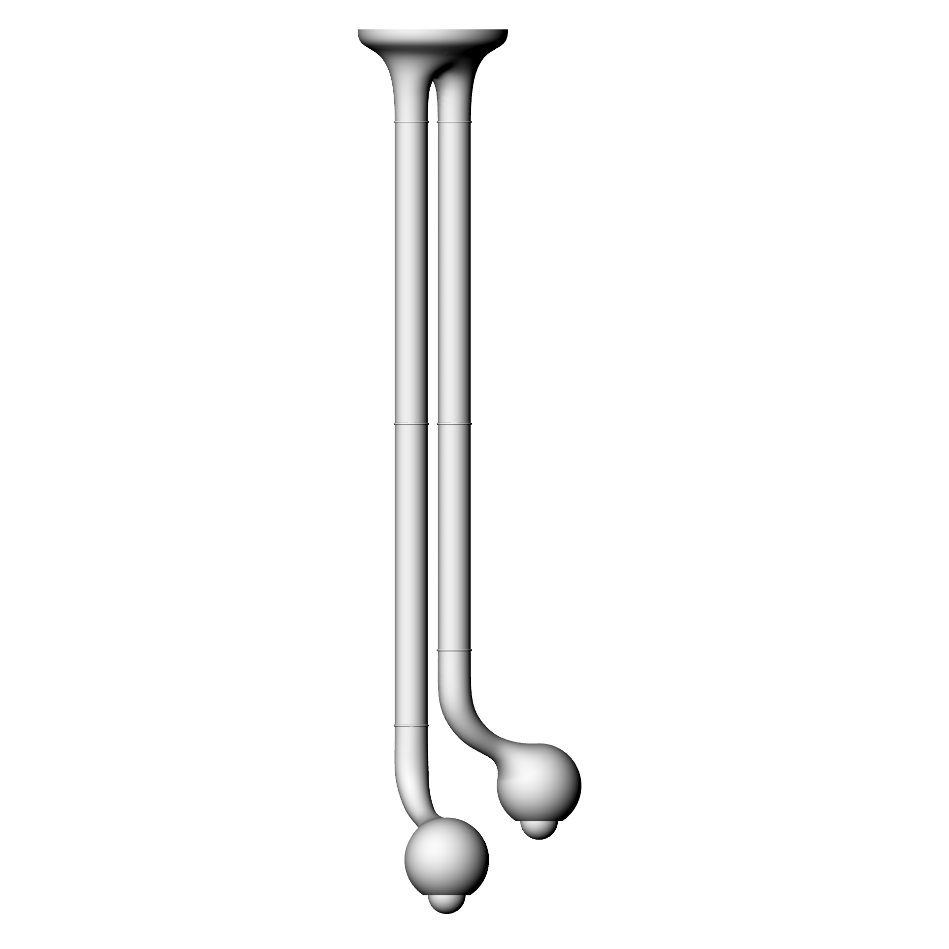 2-GLOBE CEILING LAMP 47" x 18"