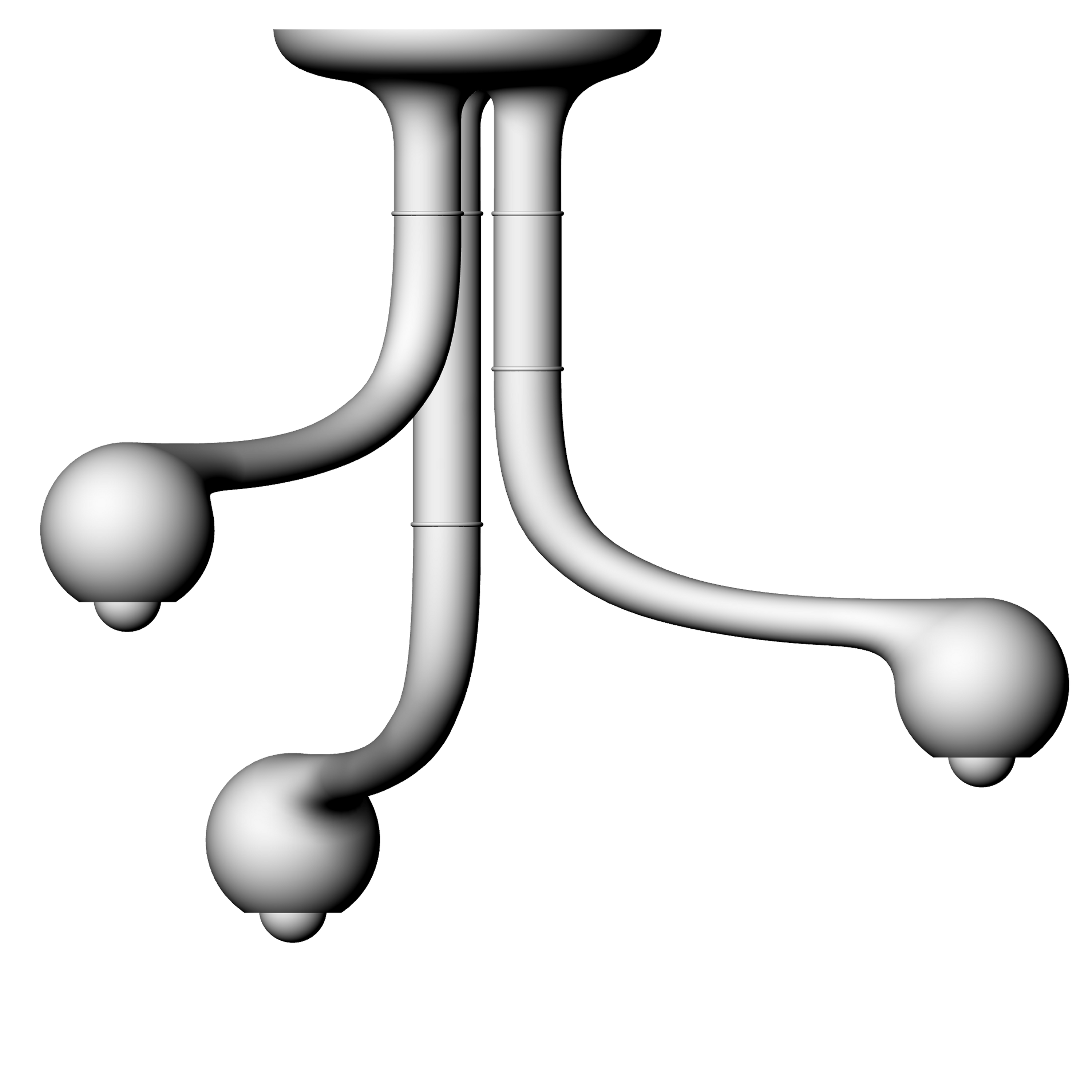 3-GLOBE CHANDELIER 24" x 28" Tiered Heads