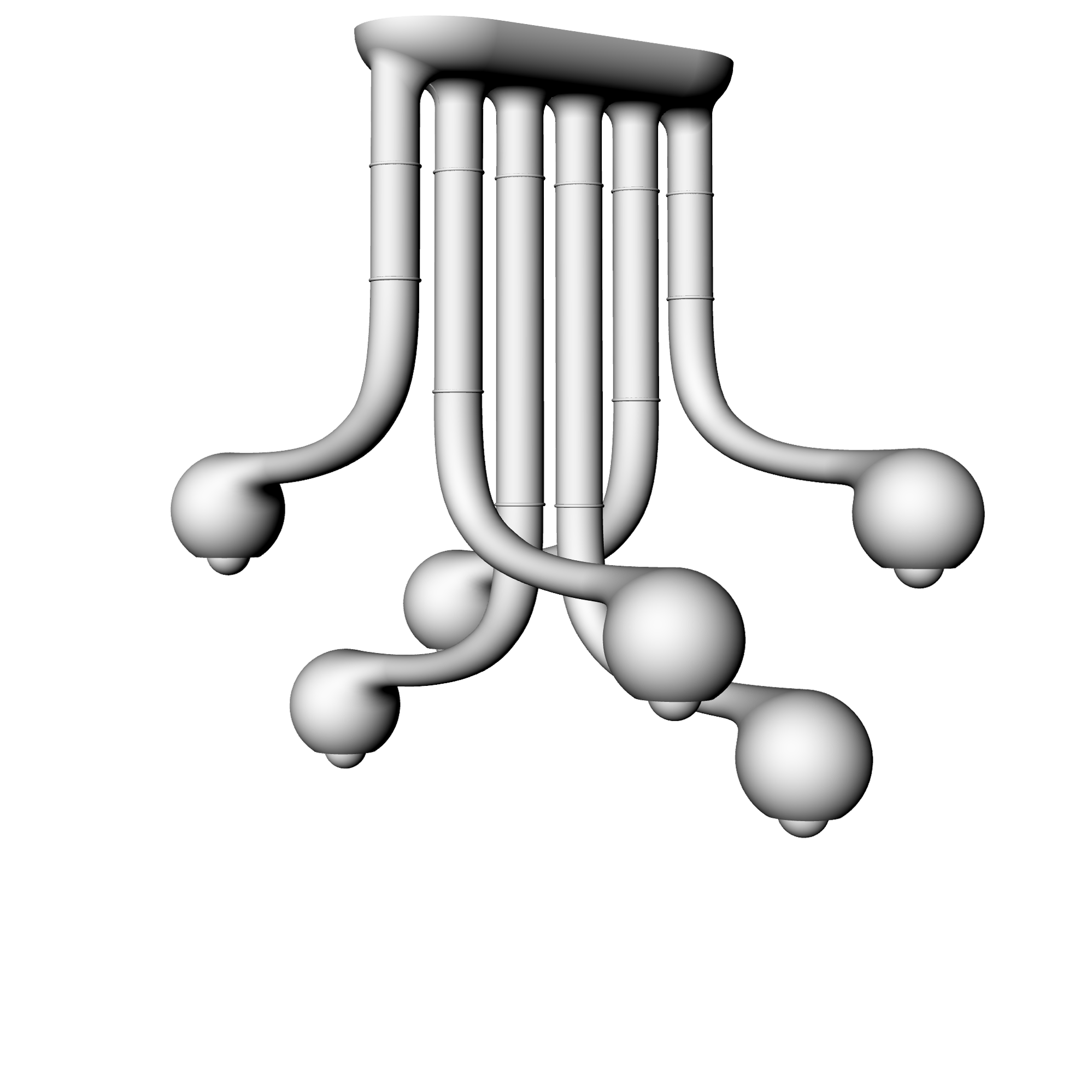 6-GLOBE CHANDELIER 28" x 42 x 26"