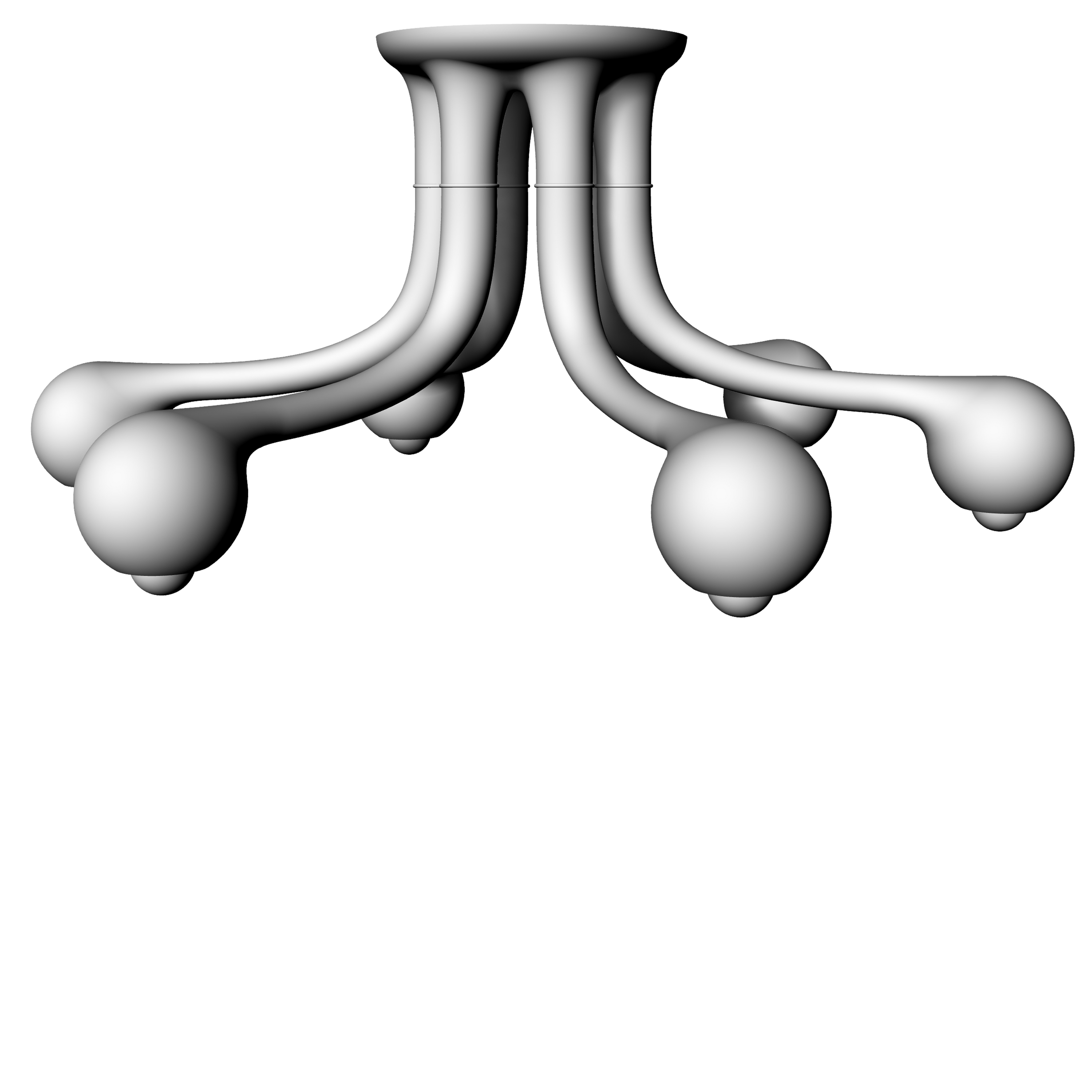 6-GLOBE CHANDELIER 16" x 34" WITH ROUND CANOPY