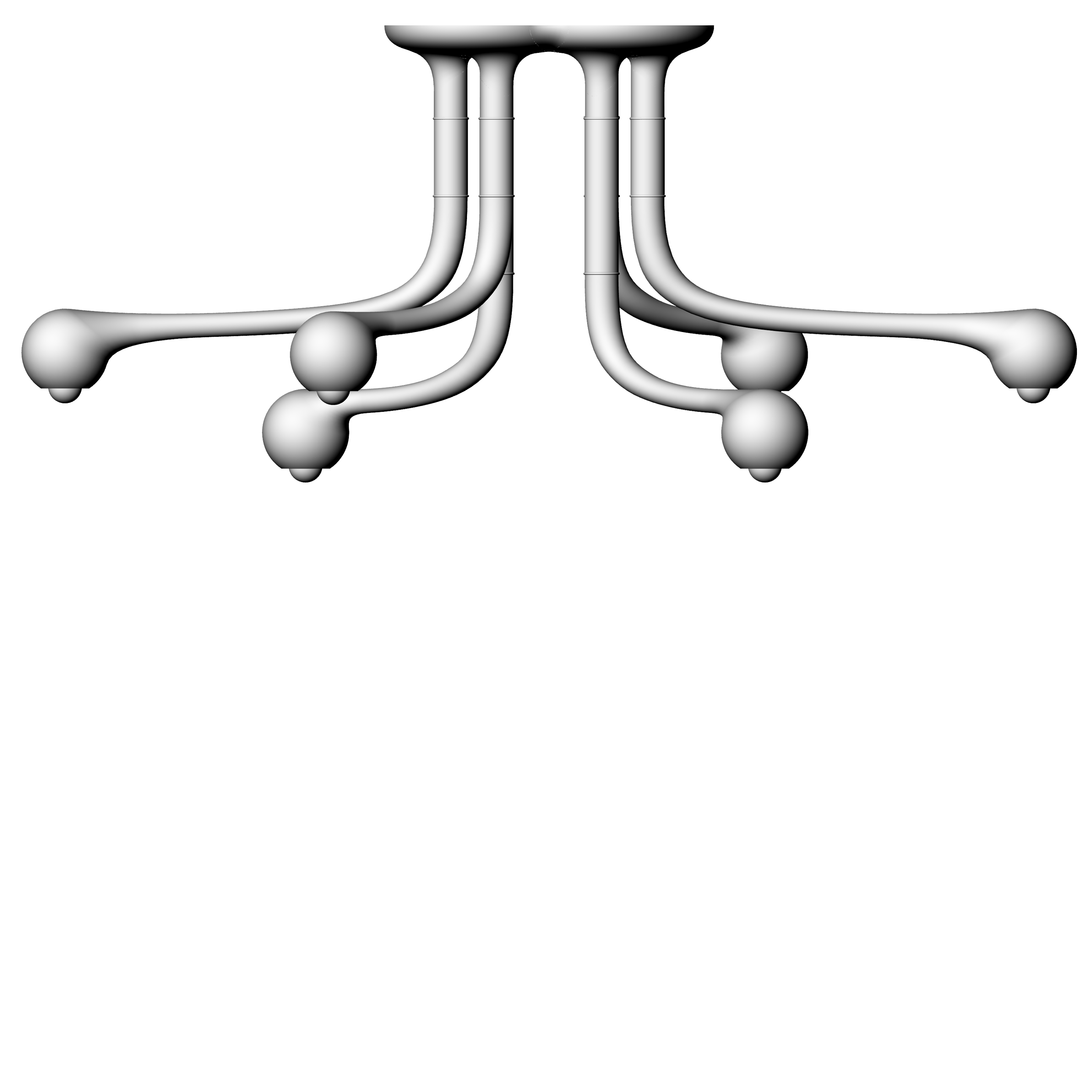 6-GLOBE CHANDELIER 24" x 56" x 28"