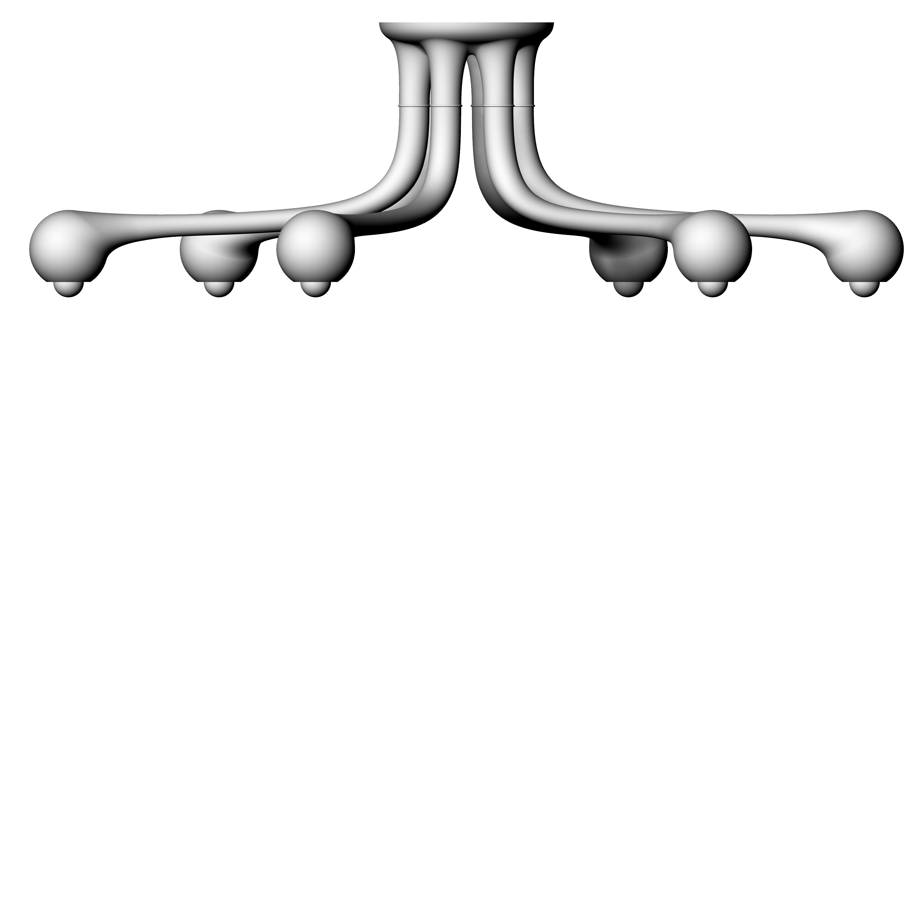 6-GLOBE CHANDELIER 16" x 50" WITH ROUND CANOPY