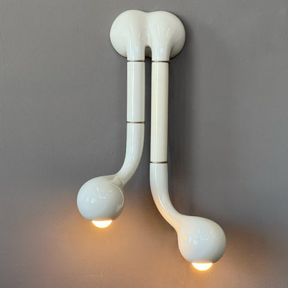 9345 Gloss White WALL SCONCE 2-GLOBE 24" x 17"