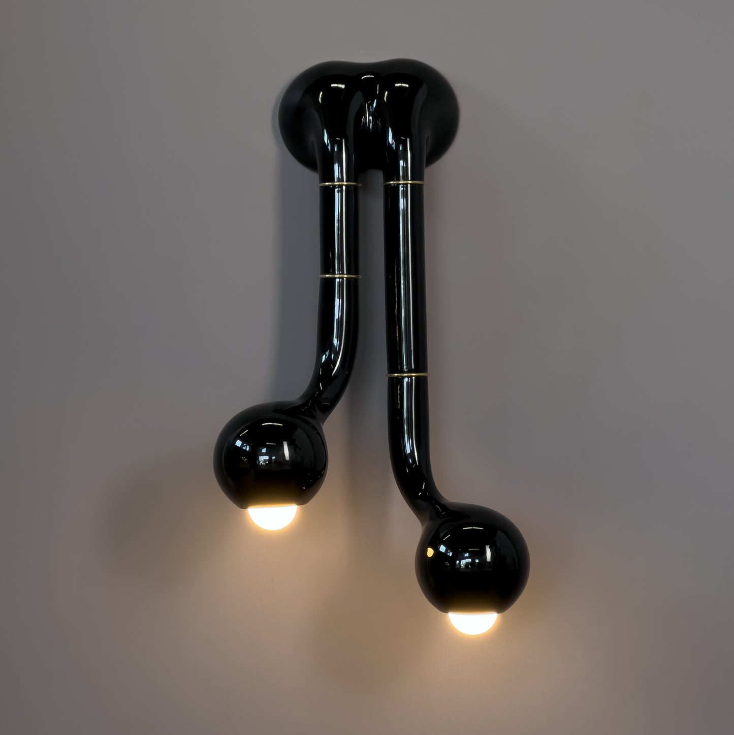 9361 Gloss Black WALL SCONCE 2-GLOBE 26" x 17"