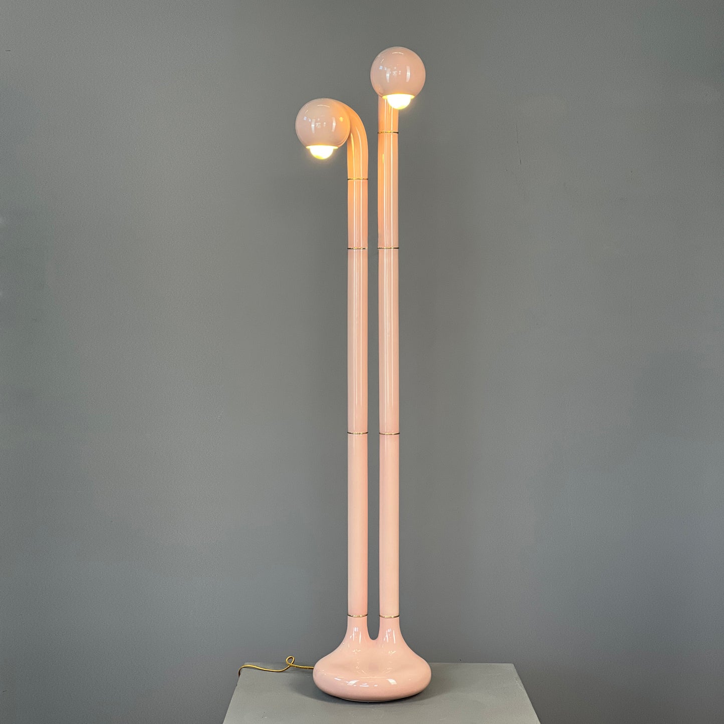 9268 Gloss Pink 54" 2-GLOBE FLOOR LAMP