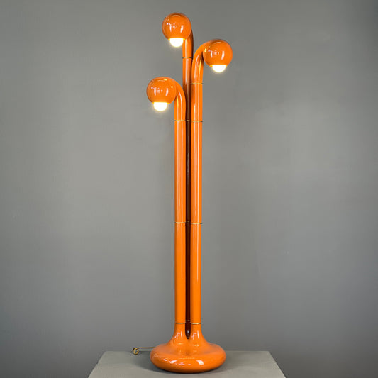 9367 Gloss Burnt Orange 54" 3-GLOBE FLOOR LAMP
