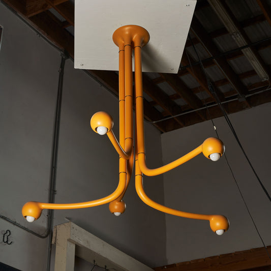 Matte Yellow Ochre 5-GLOBE CHANDELIER