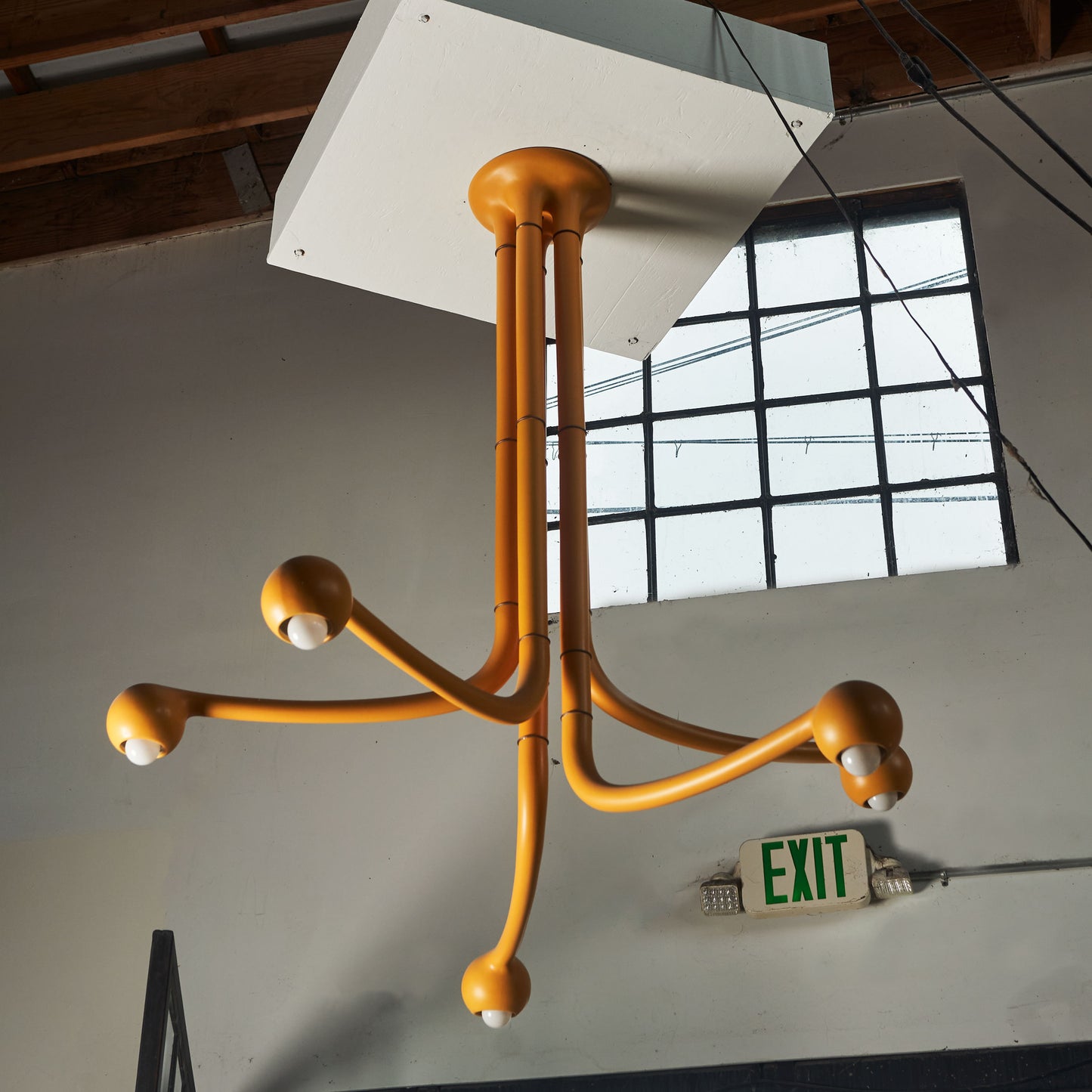 Matte Yellow Ochre 5-GLOBE CHANDELIER