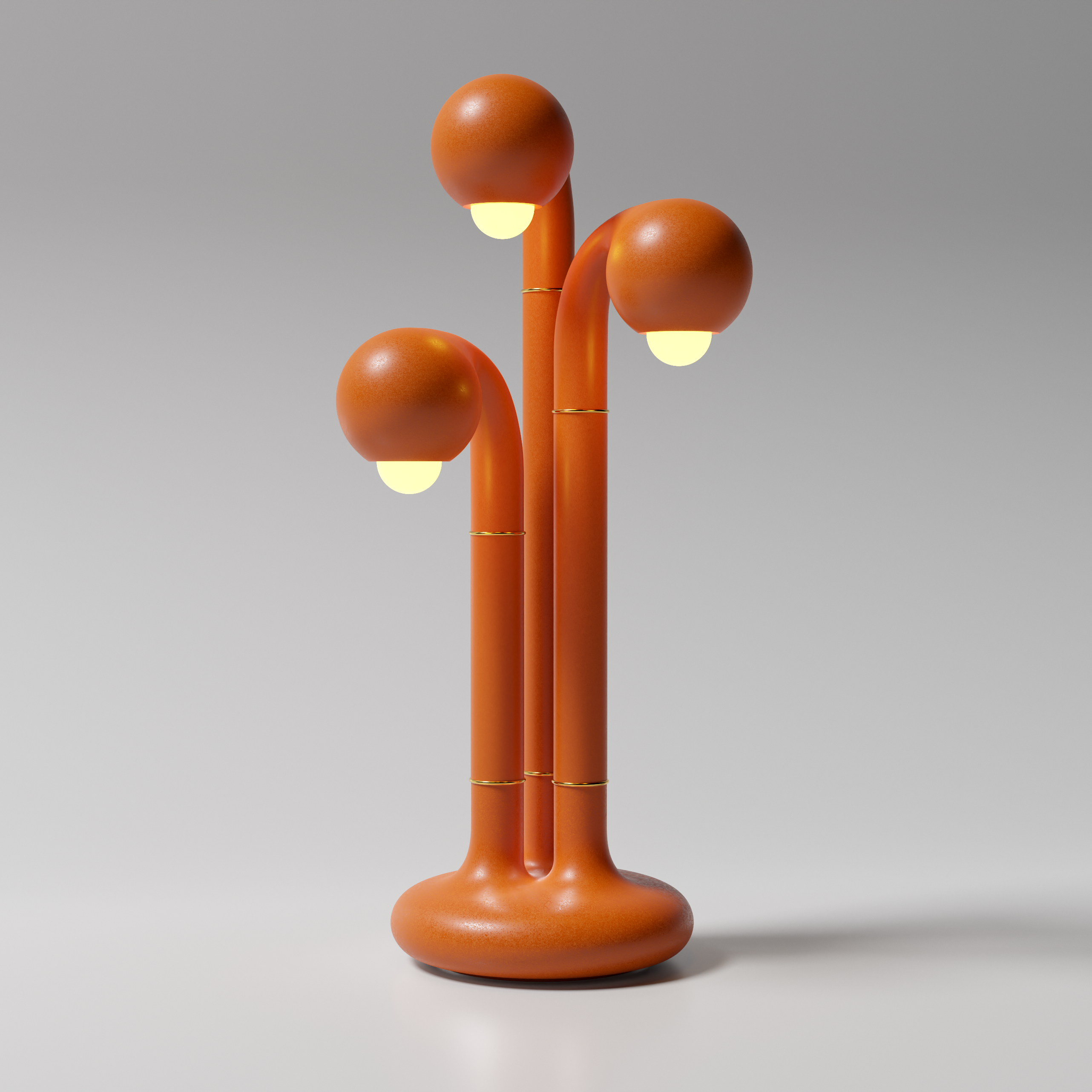 Matte Burnt Orange 30” 3-GLOBE TABLE LAMP