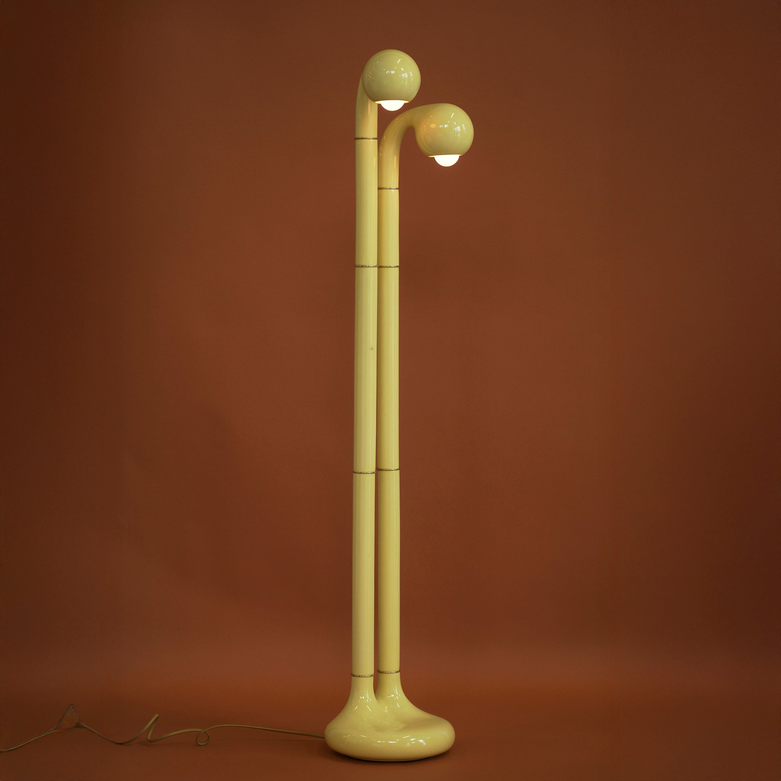 Butter Yellow 54" 2-GLOBE FLOOR LAMP