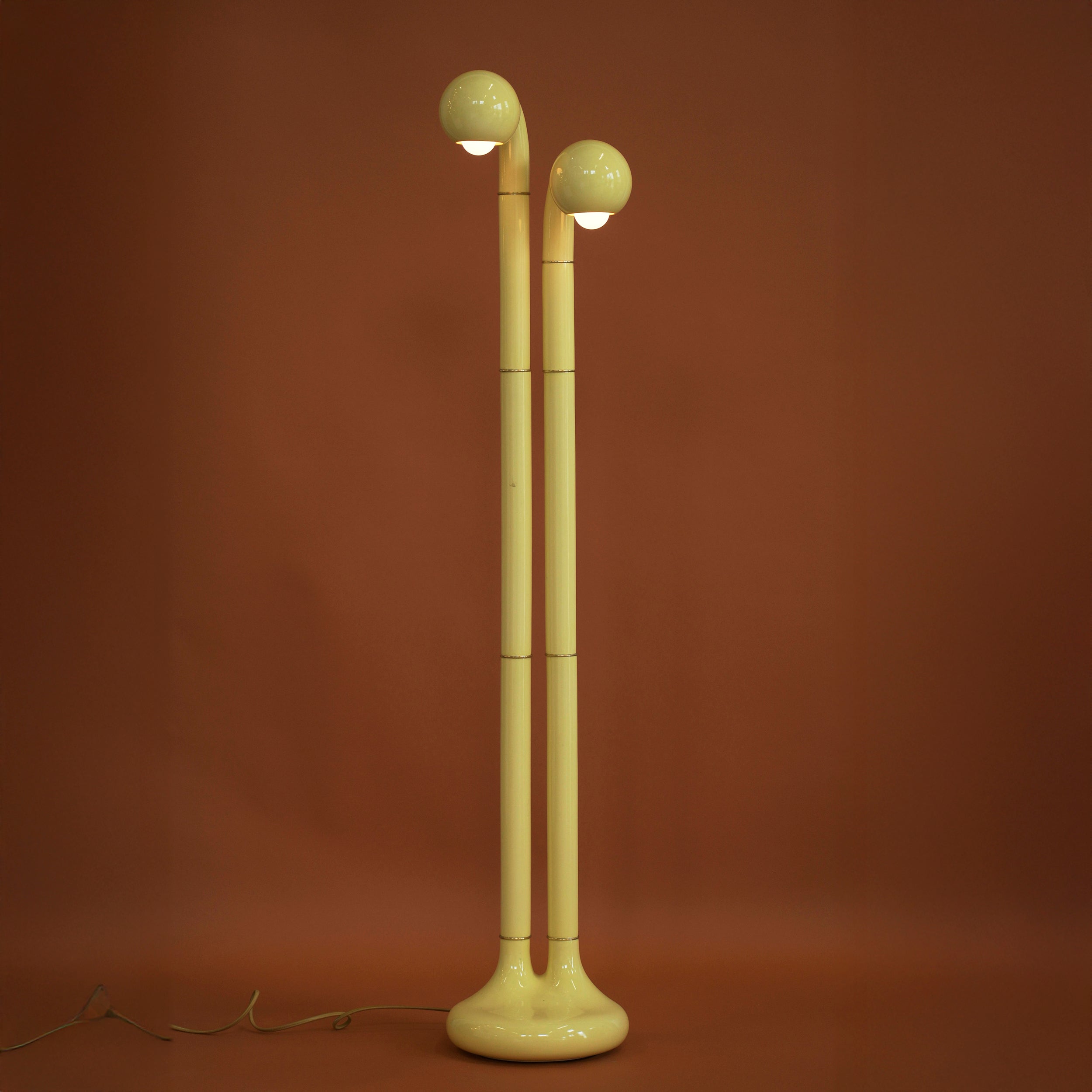 Butter Yellow 54" 2-GLOBE FLOOR LAMP