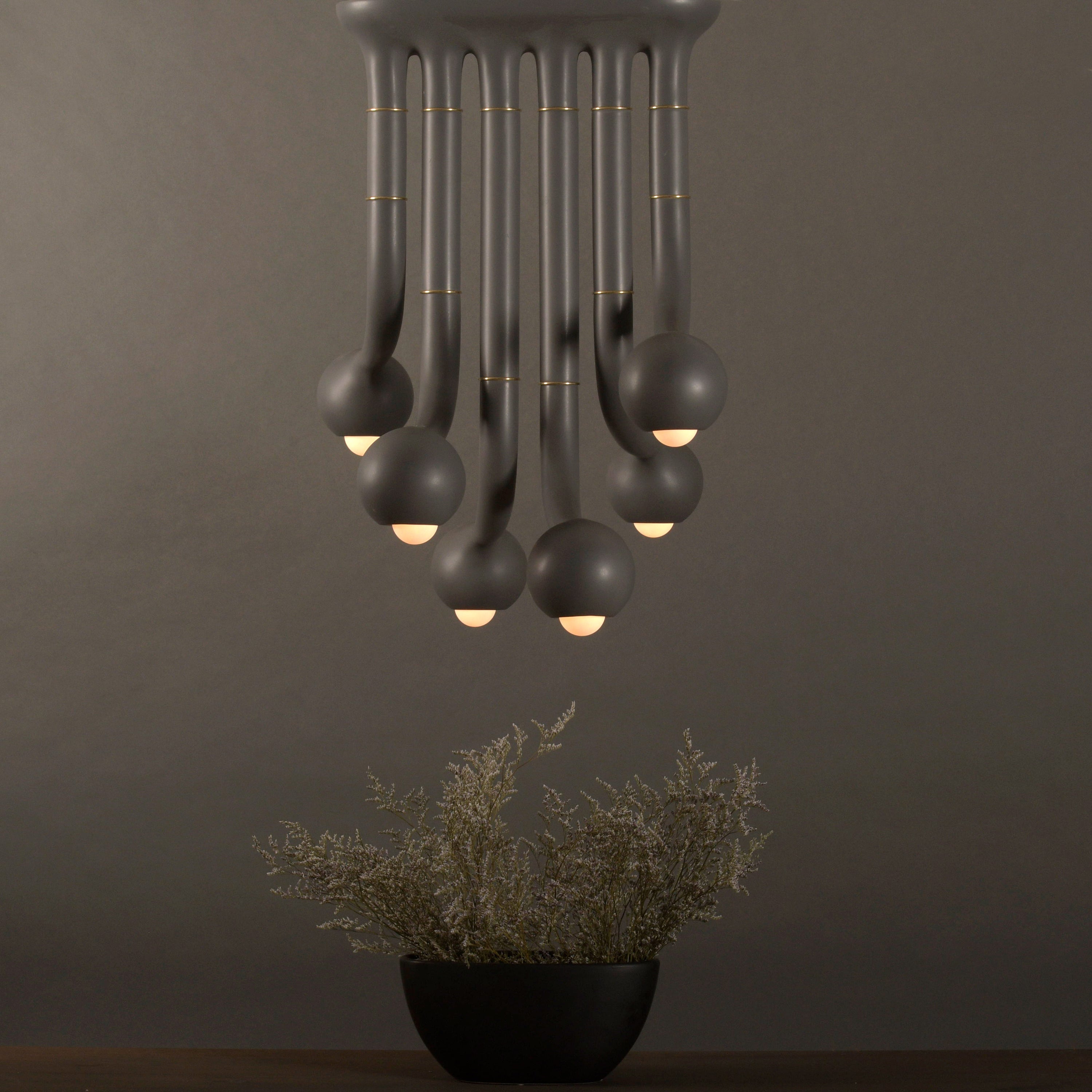 Charcoal 6-GLOBE CHANDELIER