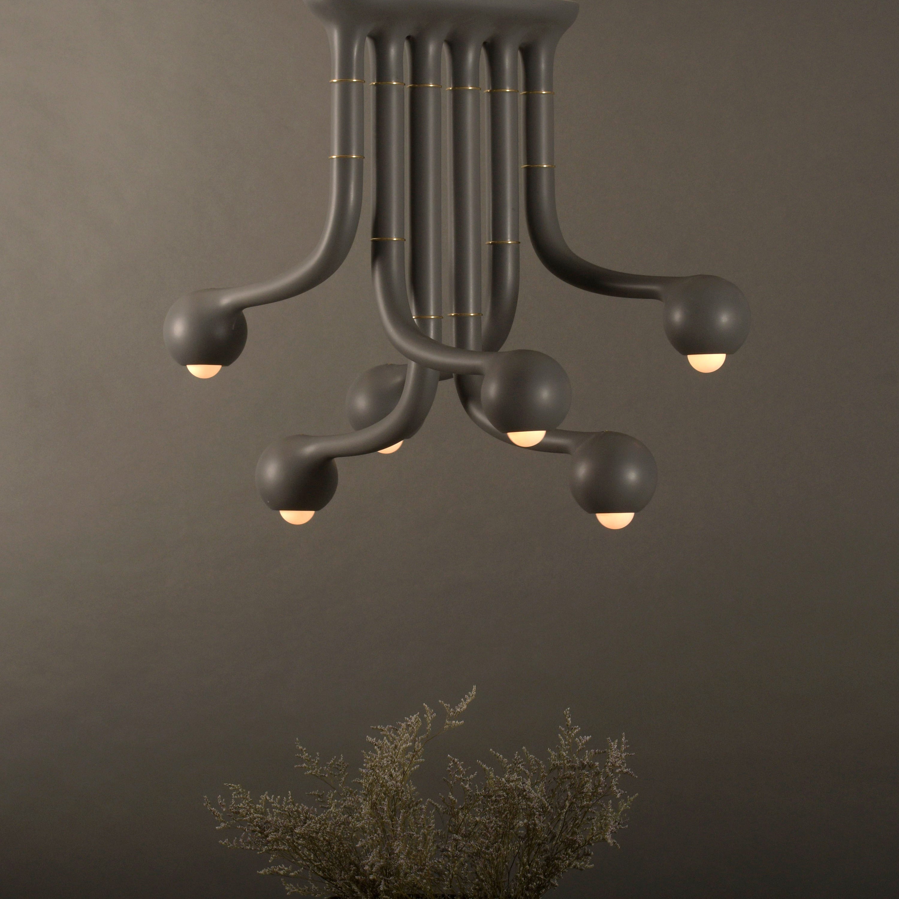 Charcoal 6-GLOBE CHANDELIER