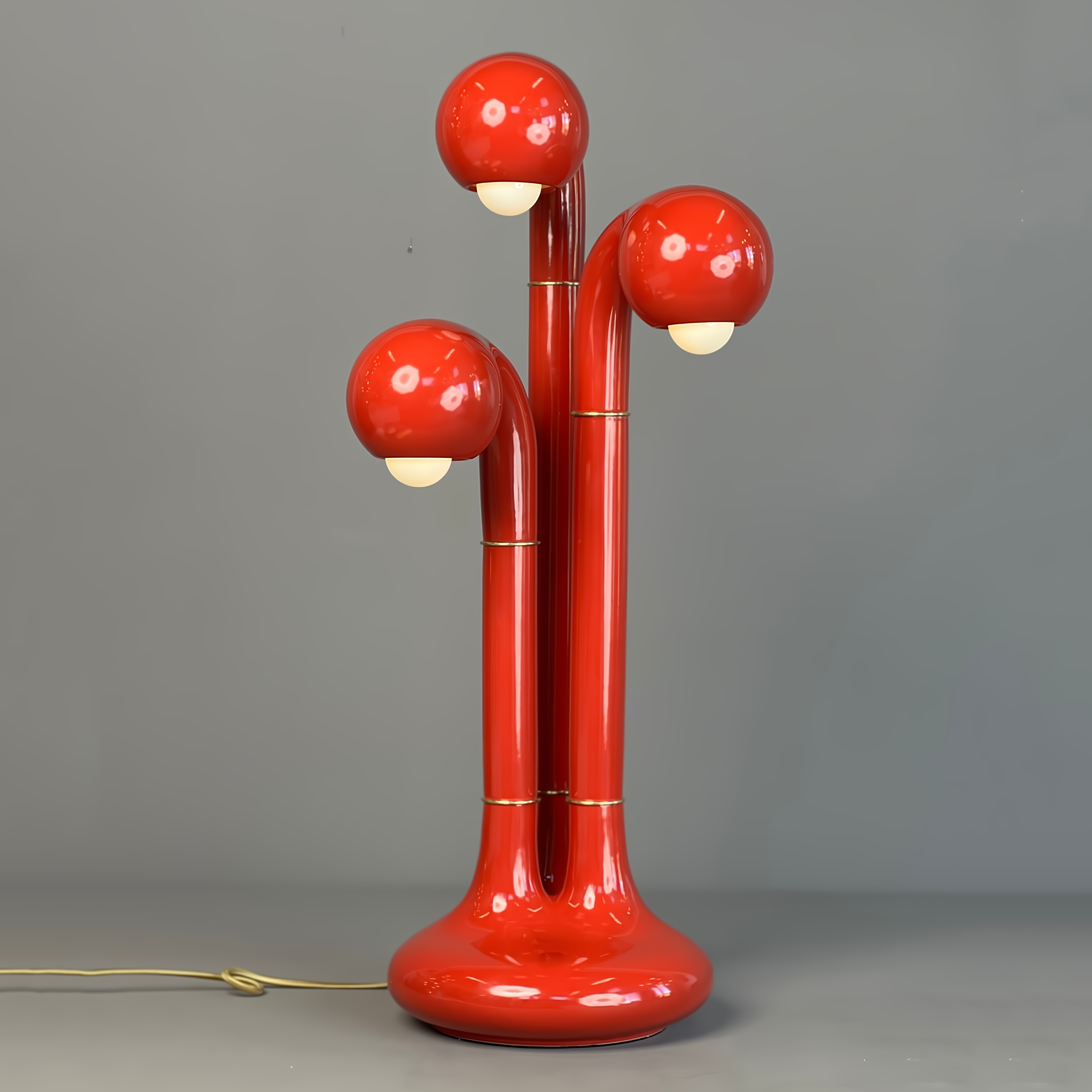 Gloss Cherry 30” 3-GLOBE TABLE LAMP