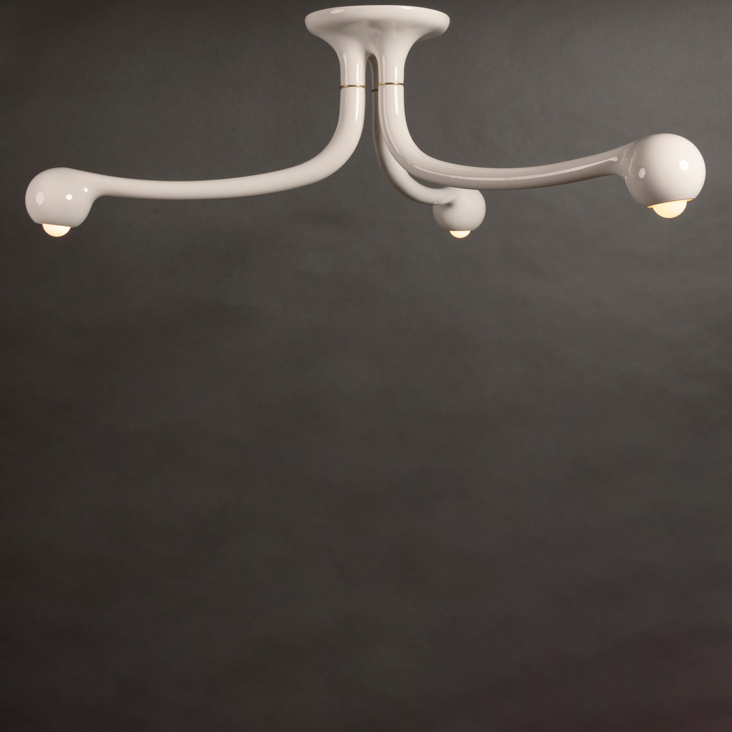 GLOSS WHITE 3-GLOBE CHANDELIER 16" x 48"