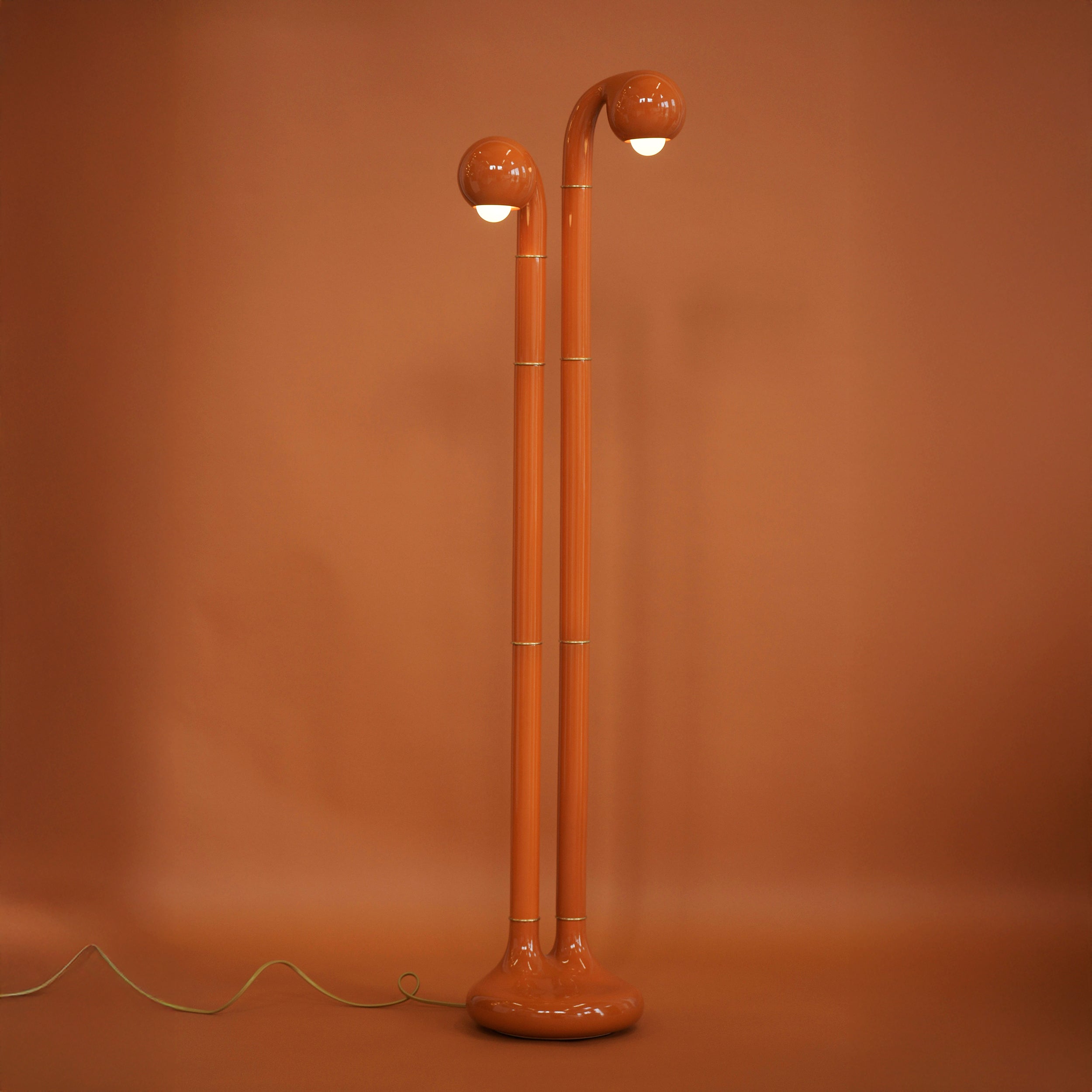 Gloss Burnt Orange 54" 2-GLOBE FLOOR LAMP