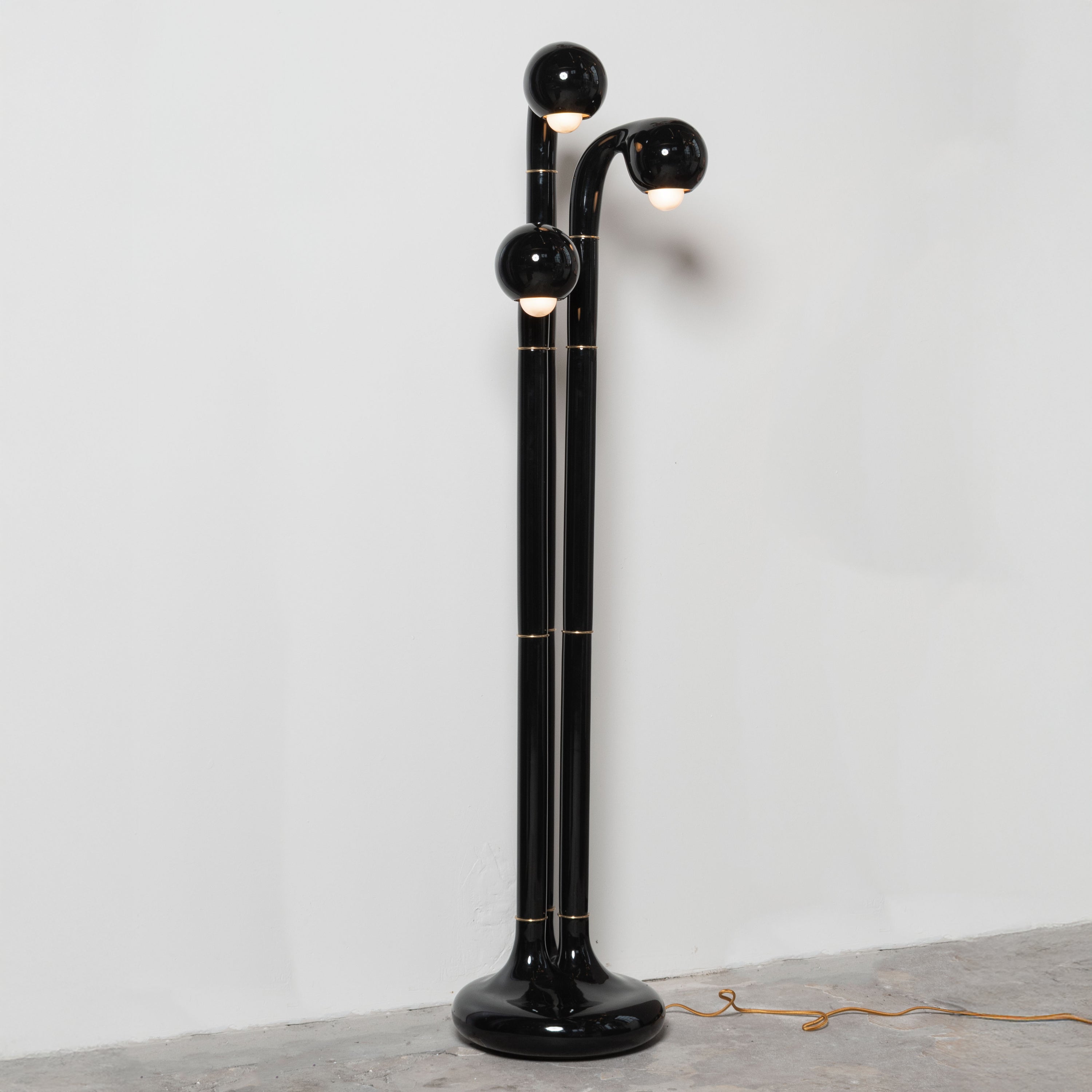 Gloss Black 54" 3-GLOBE FLOOR LAMP