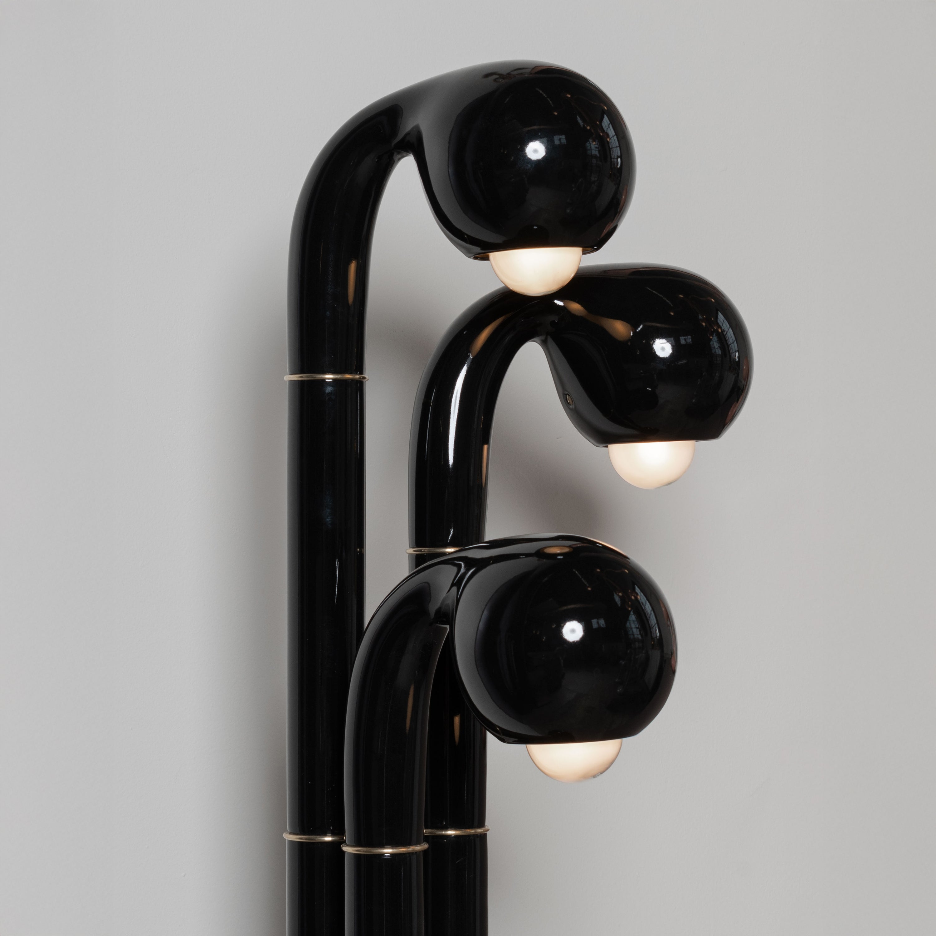 Gloss Black 54" 3-GLOBE FLOOR LAMP