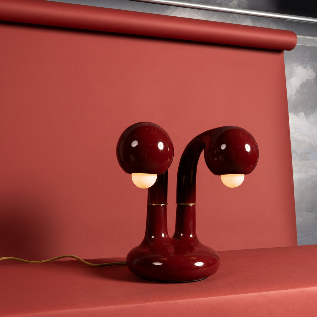 GLOSS BURGUNDY 12" 2-GLOBE TABLE LAMP (Copy)
