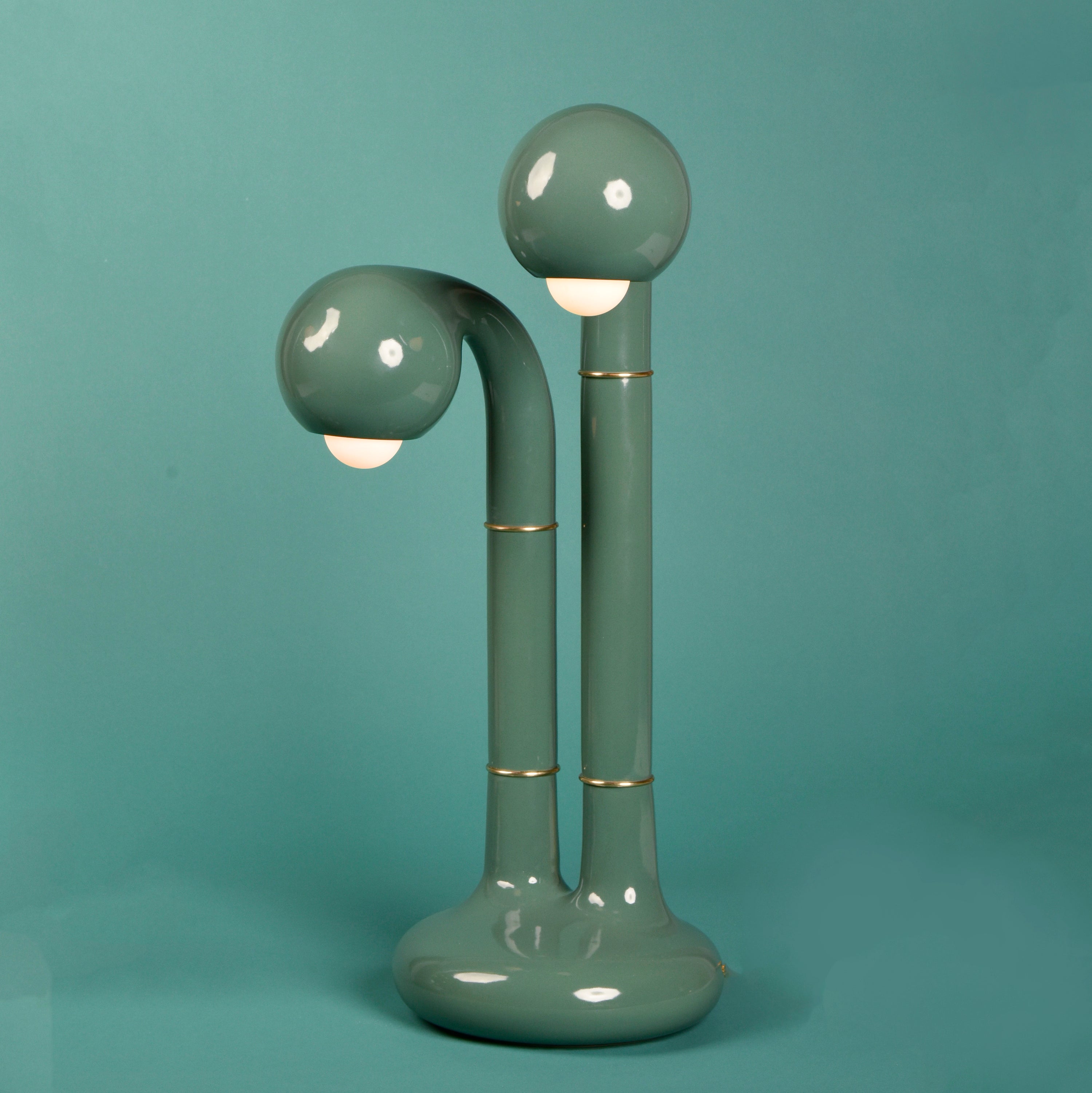 Gloss Teal 24” 2-GLOBE TABLE LAMP