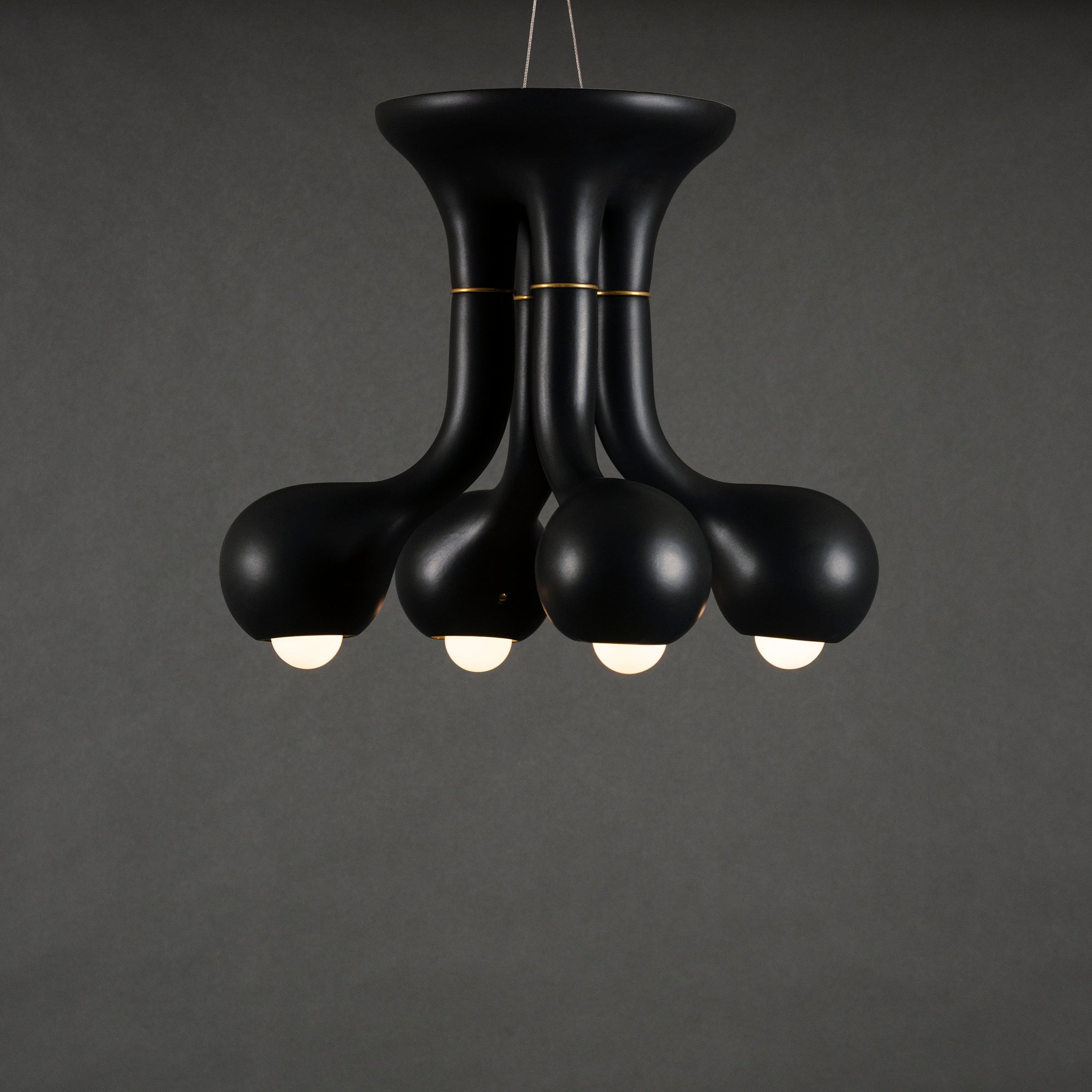 Matte Black 4-GLOBE CHANDELIER 16" x 18"