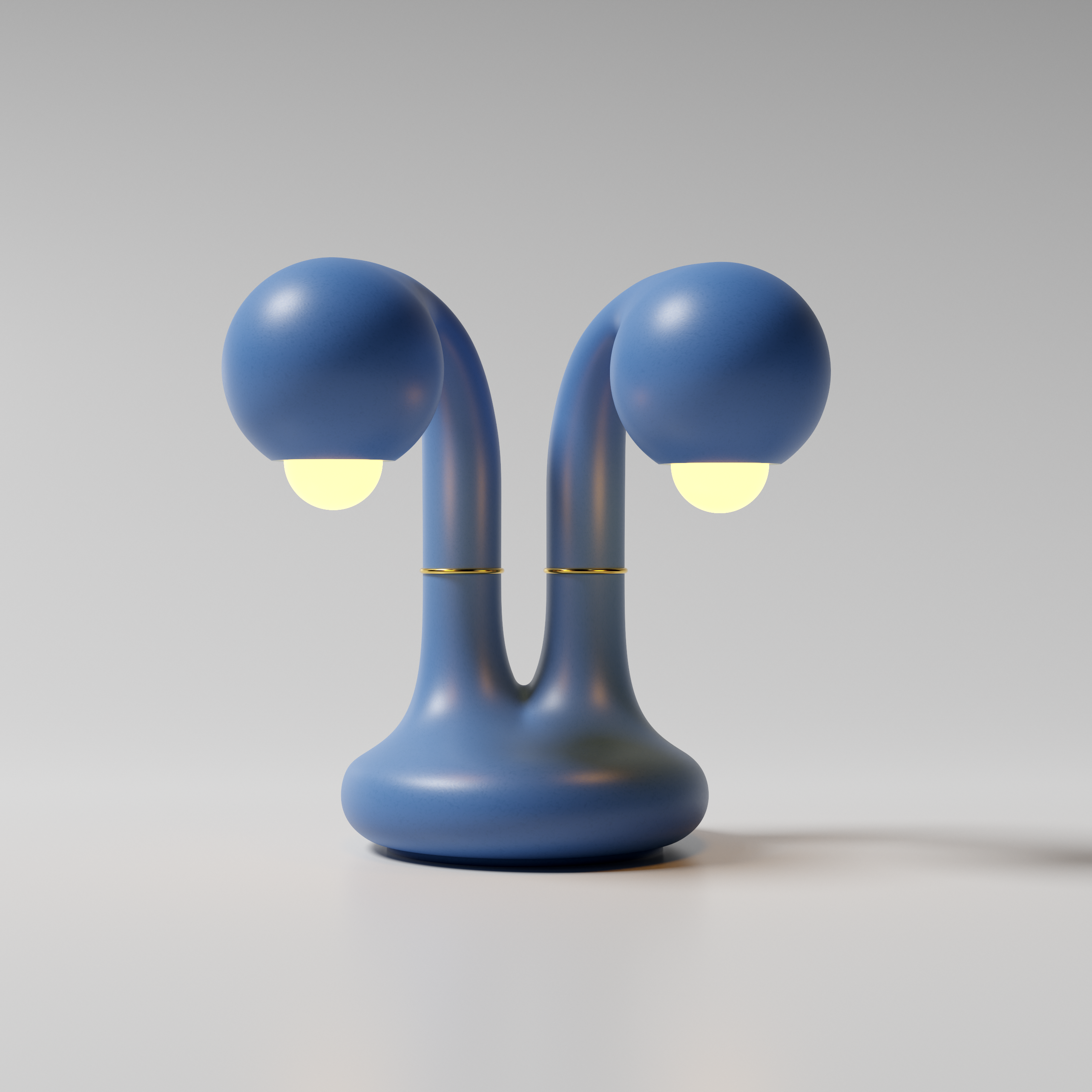 Matte Blue 12" 2-GLOBE TABLE LAMP