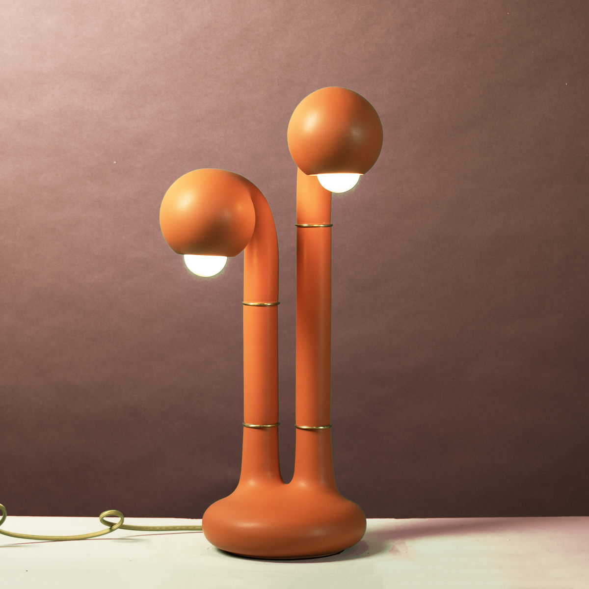 Matte Burnt Orange 23” 2-GLOBE TABLE LAMP