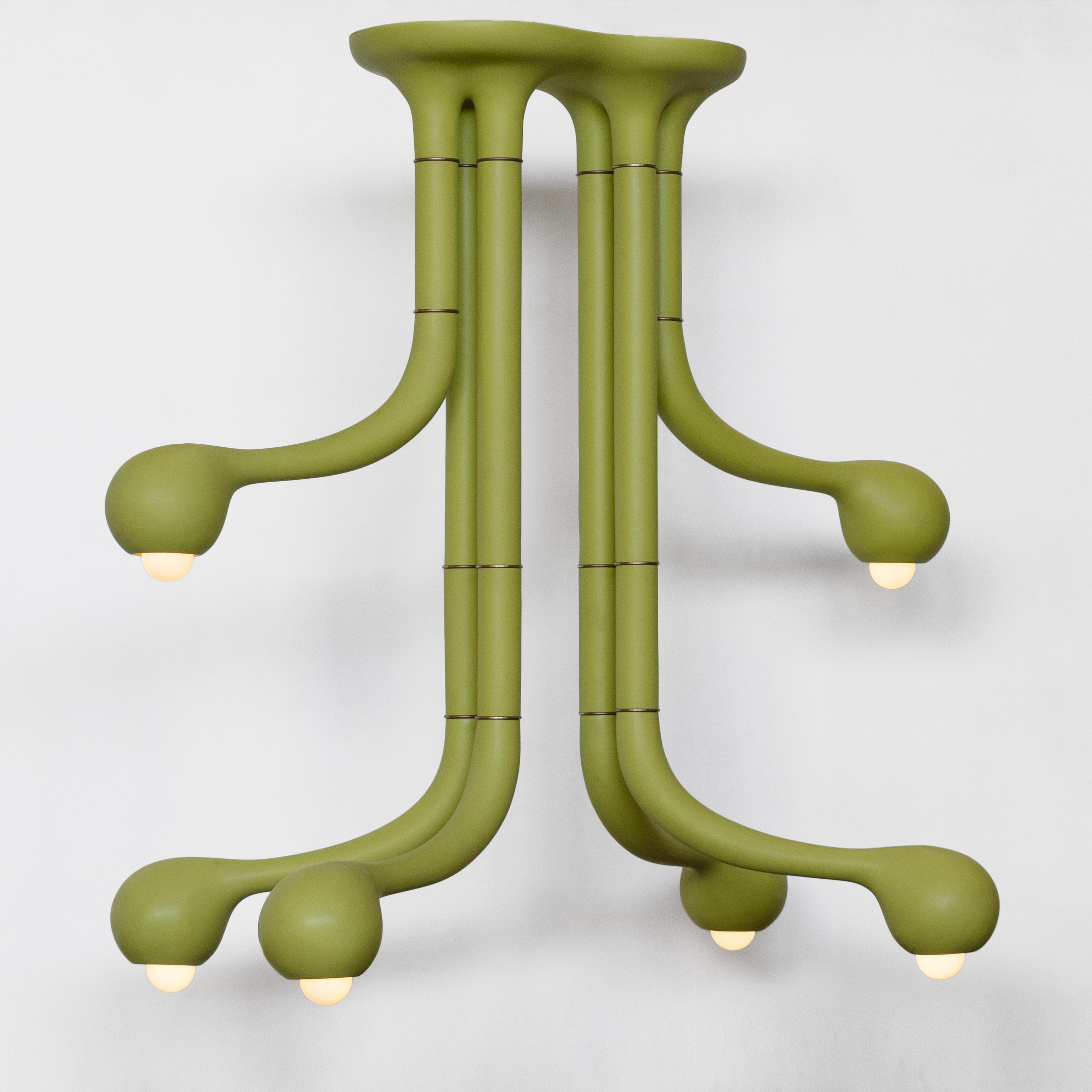 Matte Chartreuse 6-GLOBE CHANDELIER E 36" x 24" x 40"