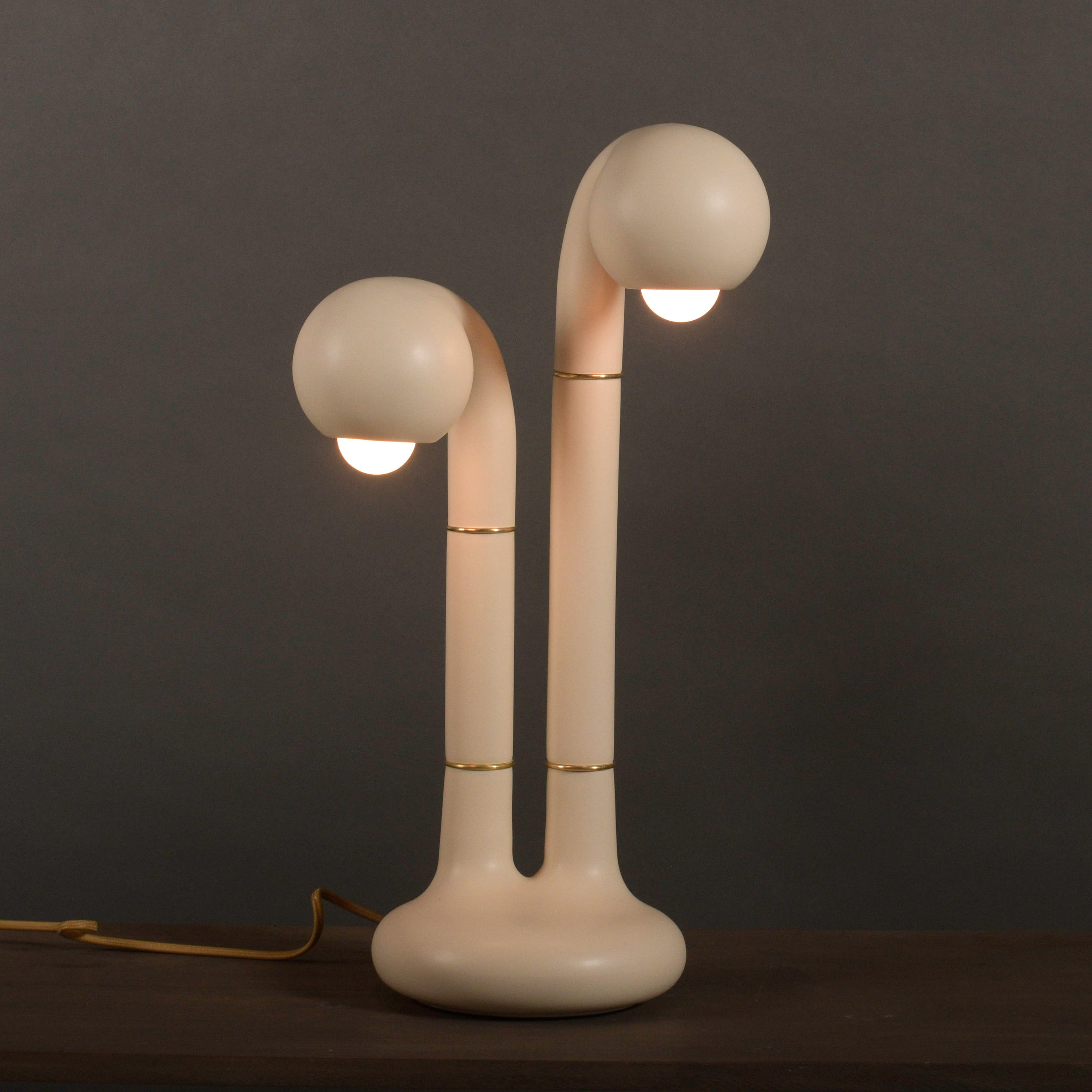 Matte Cream 23” 2-GLOBE TABLE LAMP