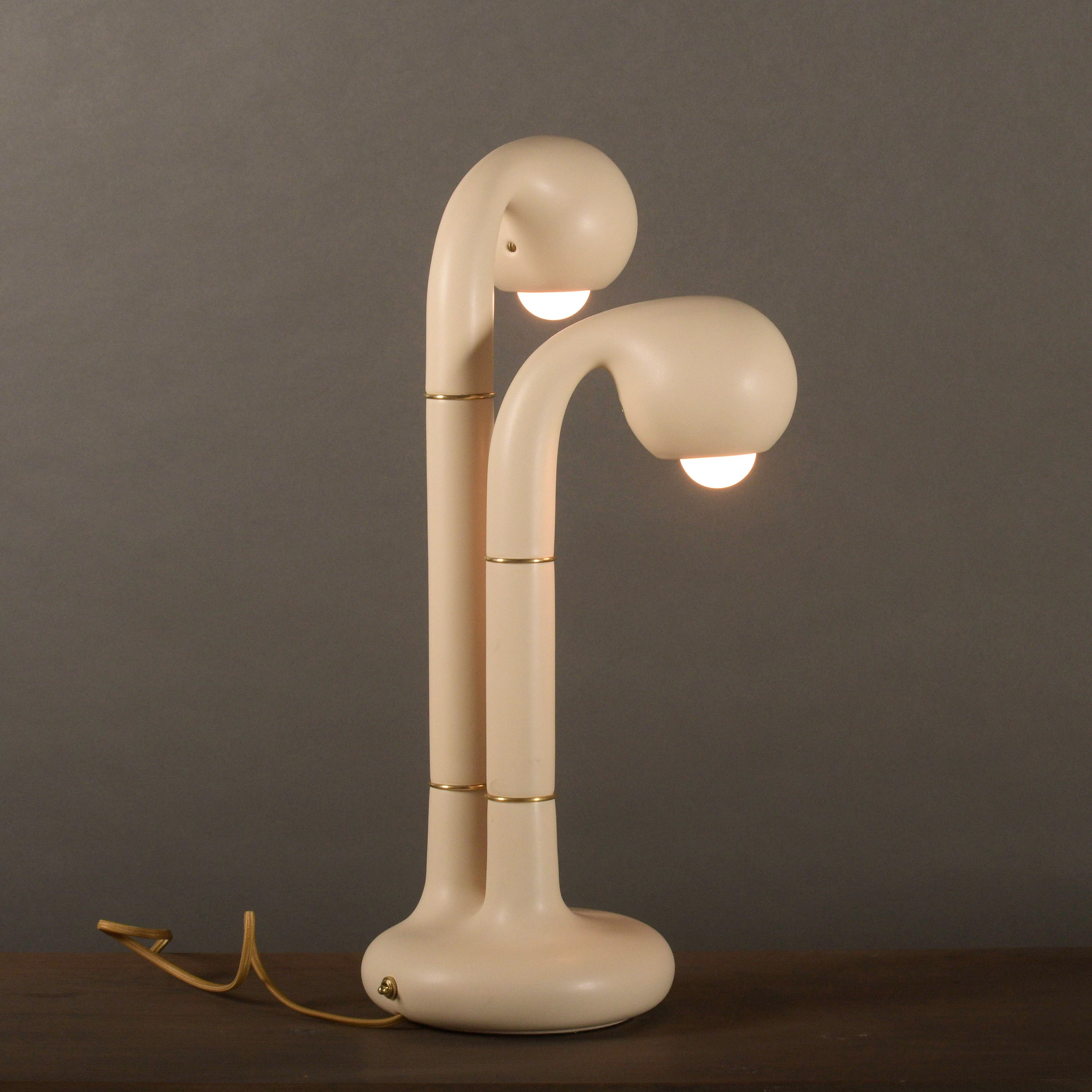 Matte Cream 23” 2-GLOBE TABLE LAMP