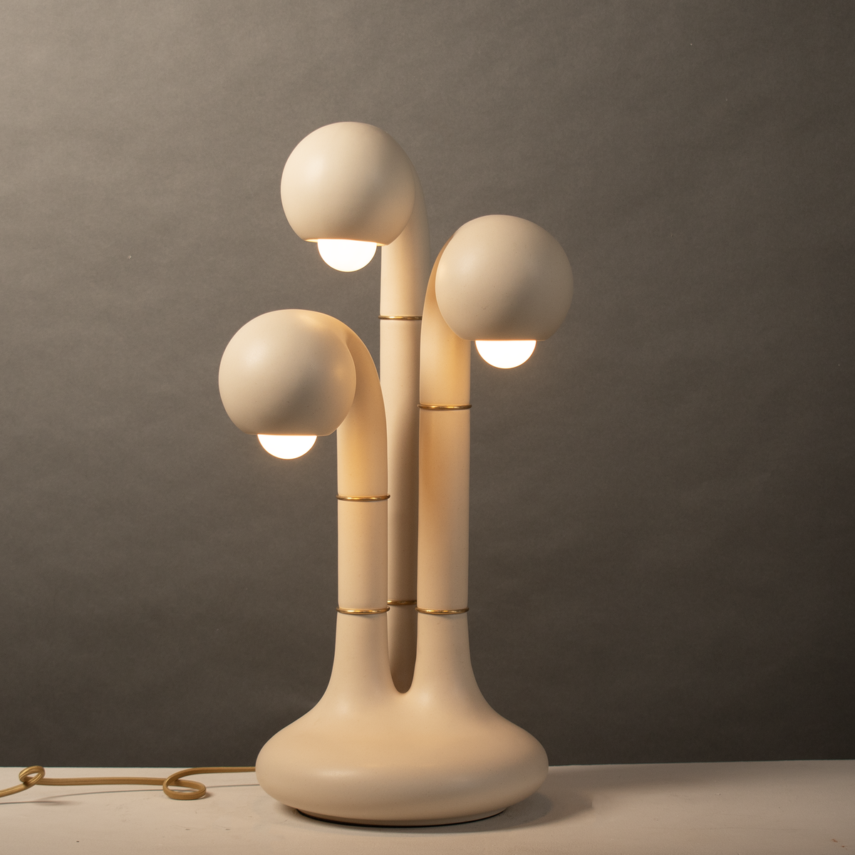 Matte Cream 24” 3-GLOBE TABLE LAMP