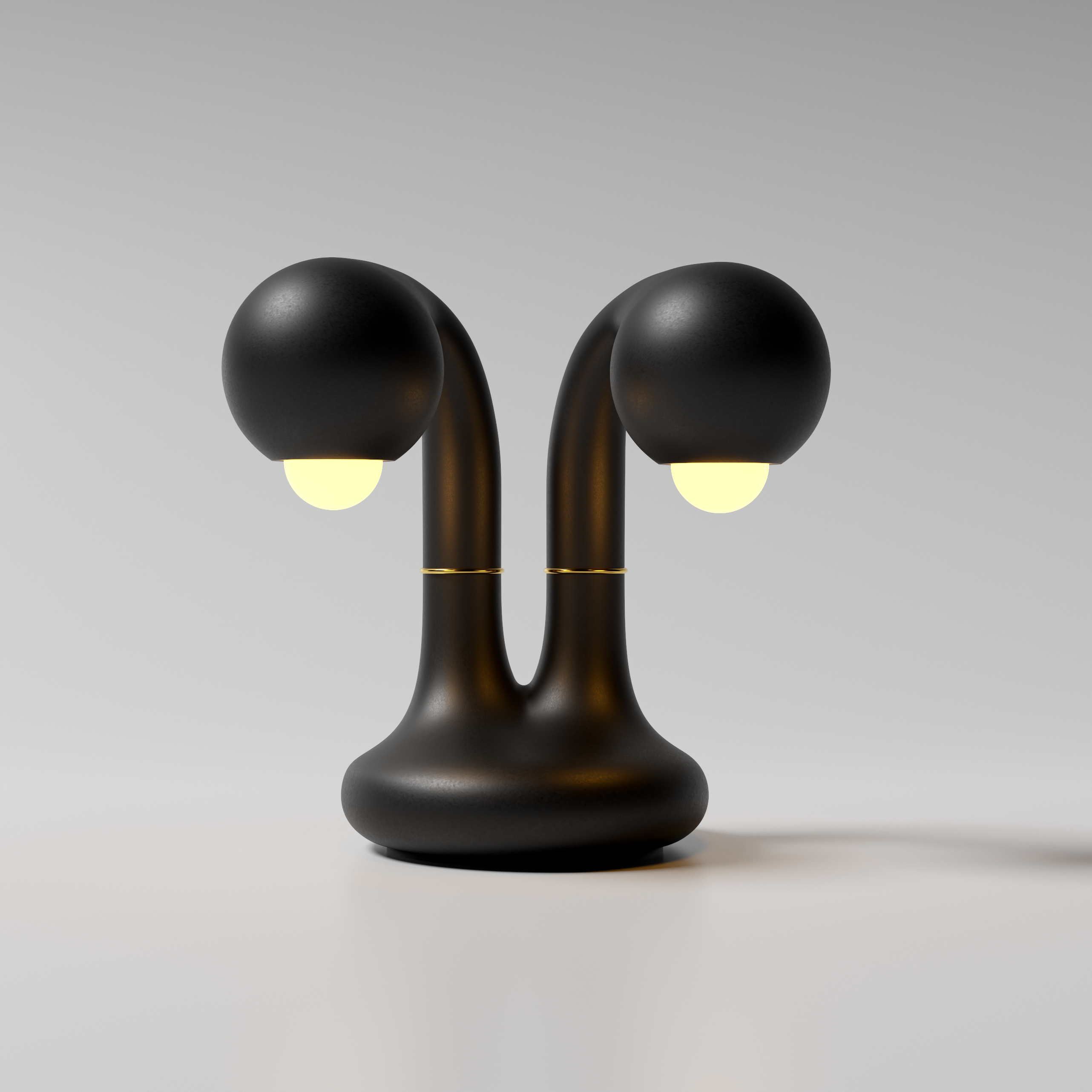 Matte Black 12" 2-GLOBE TABLE LAMP