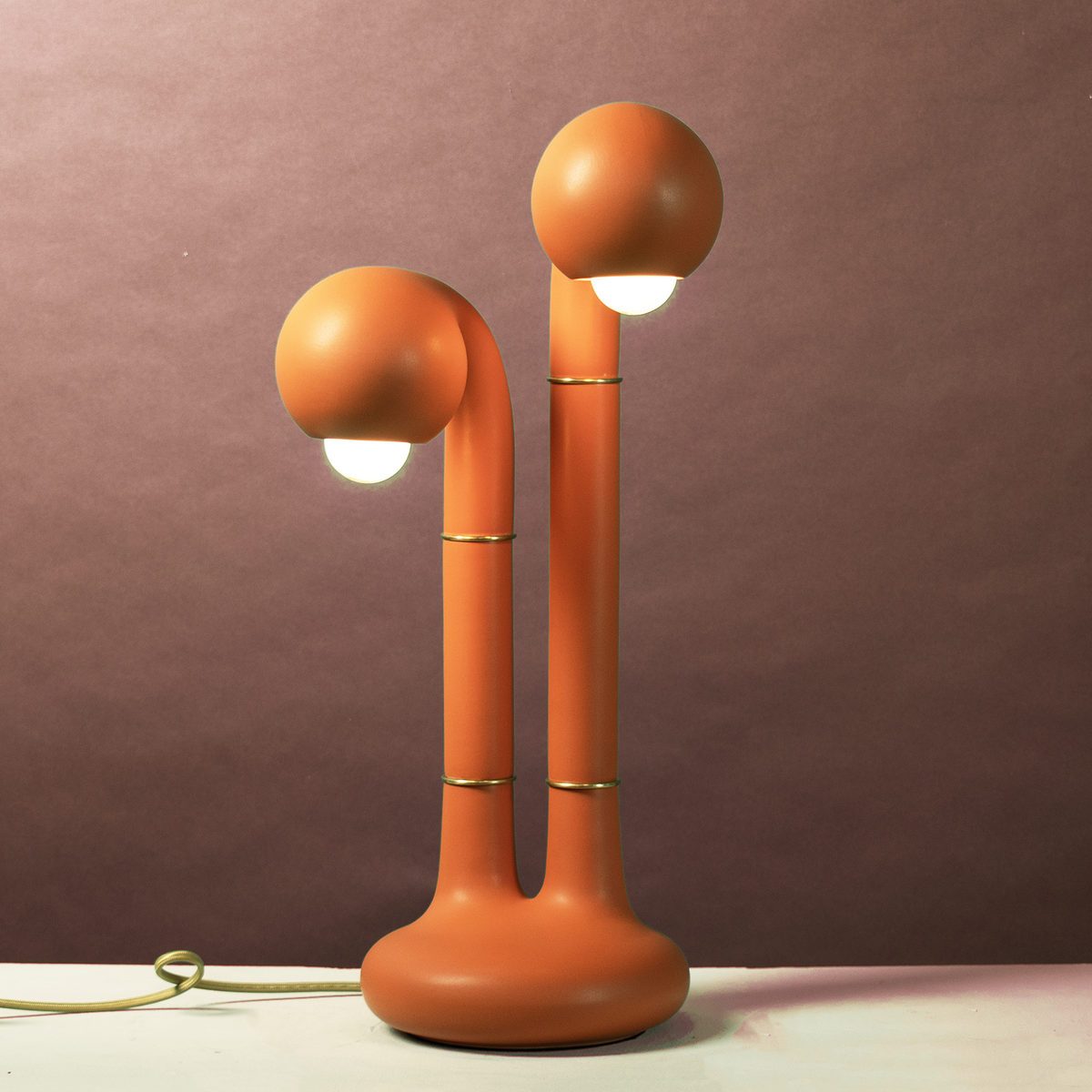 Matte Burnt Orange 23” 2-GLOBE TABLE LAMP