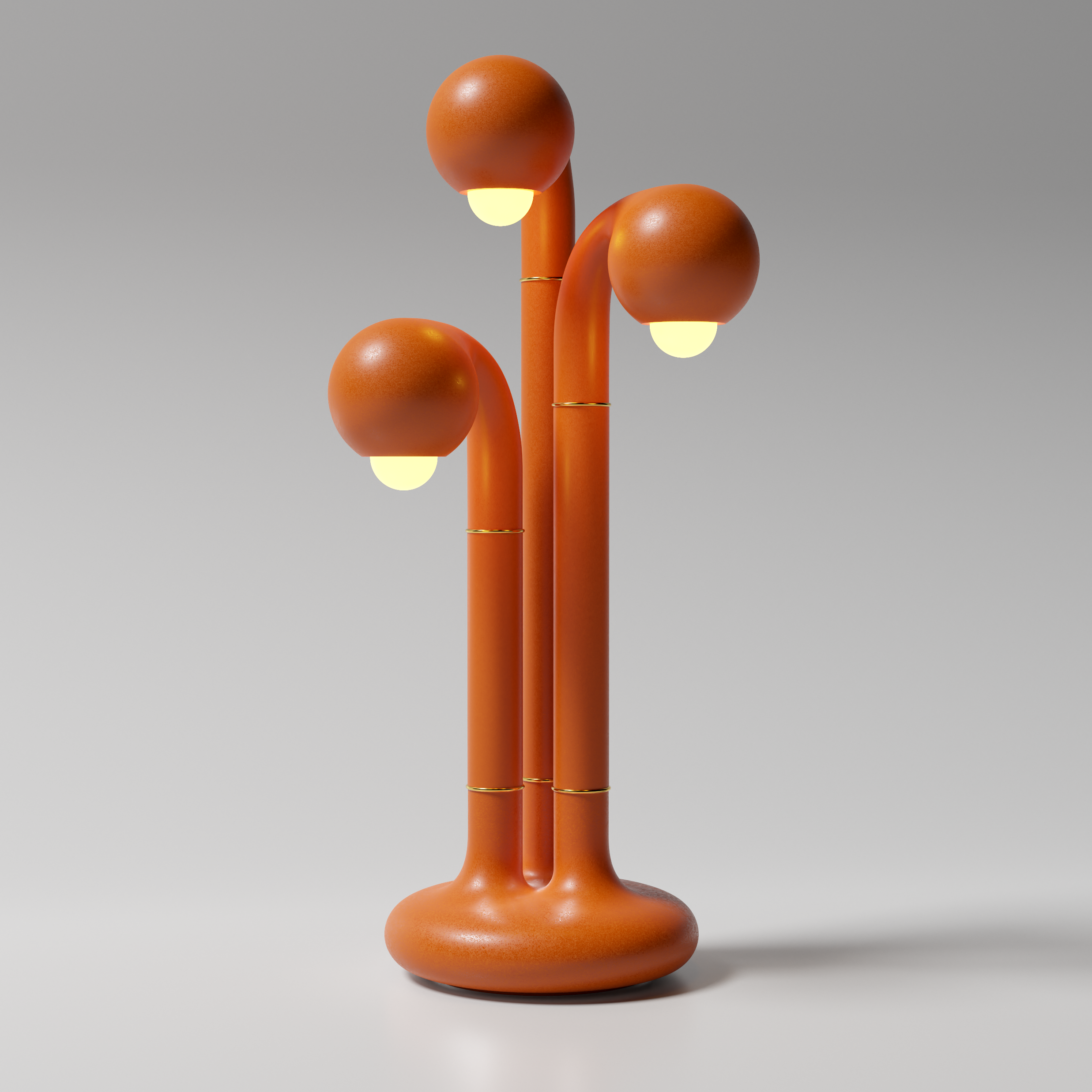 Matte Burnt Orange 30” 3-GLOBE TABLE LAMP