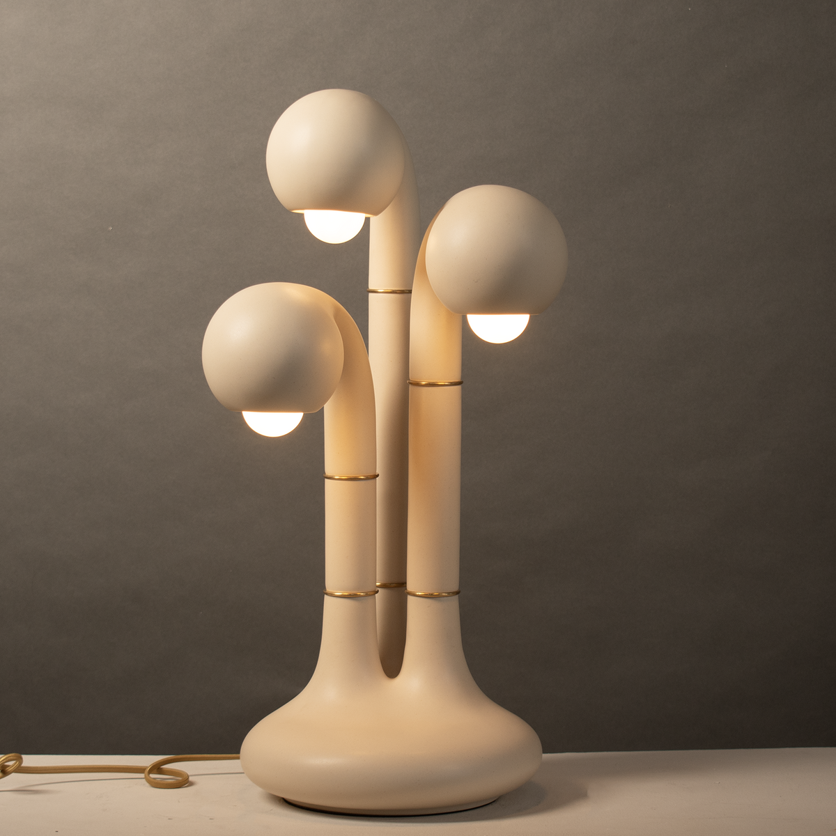 Matte Cream 24” 3-GLOBE TABLE LAMP