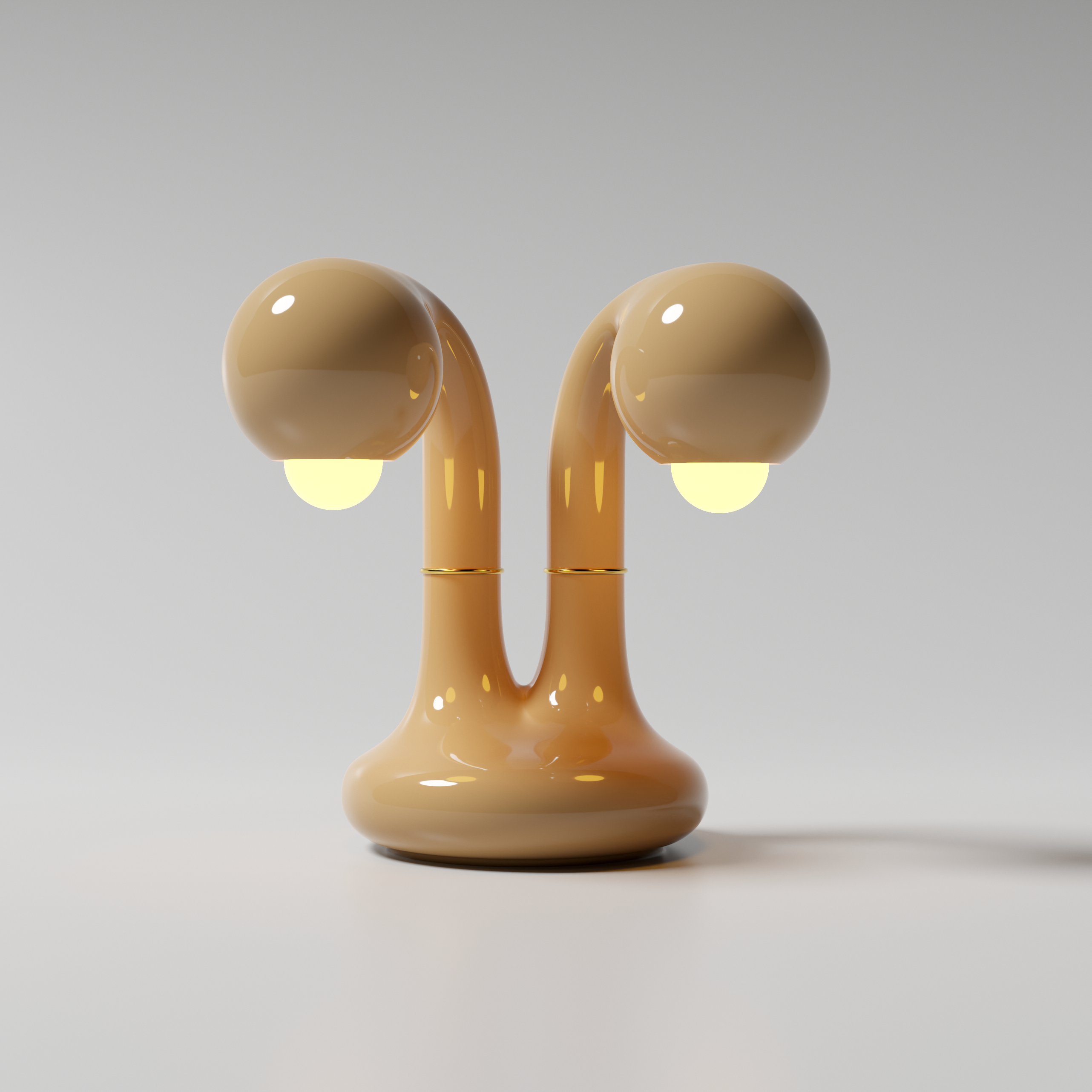 Gloss Beige 12" 2-GLOBE TABLE LAMP