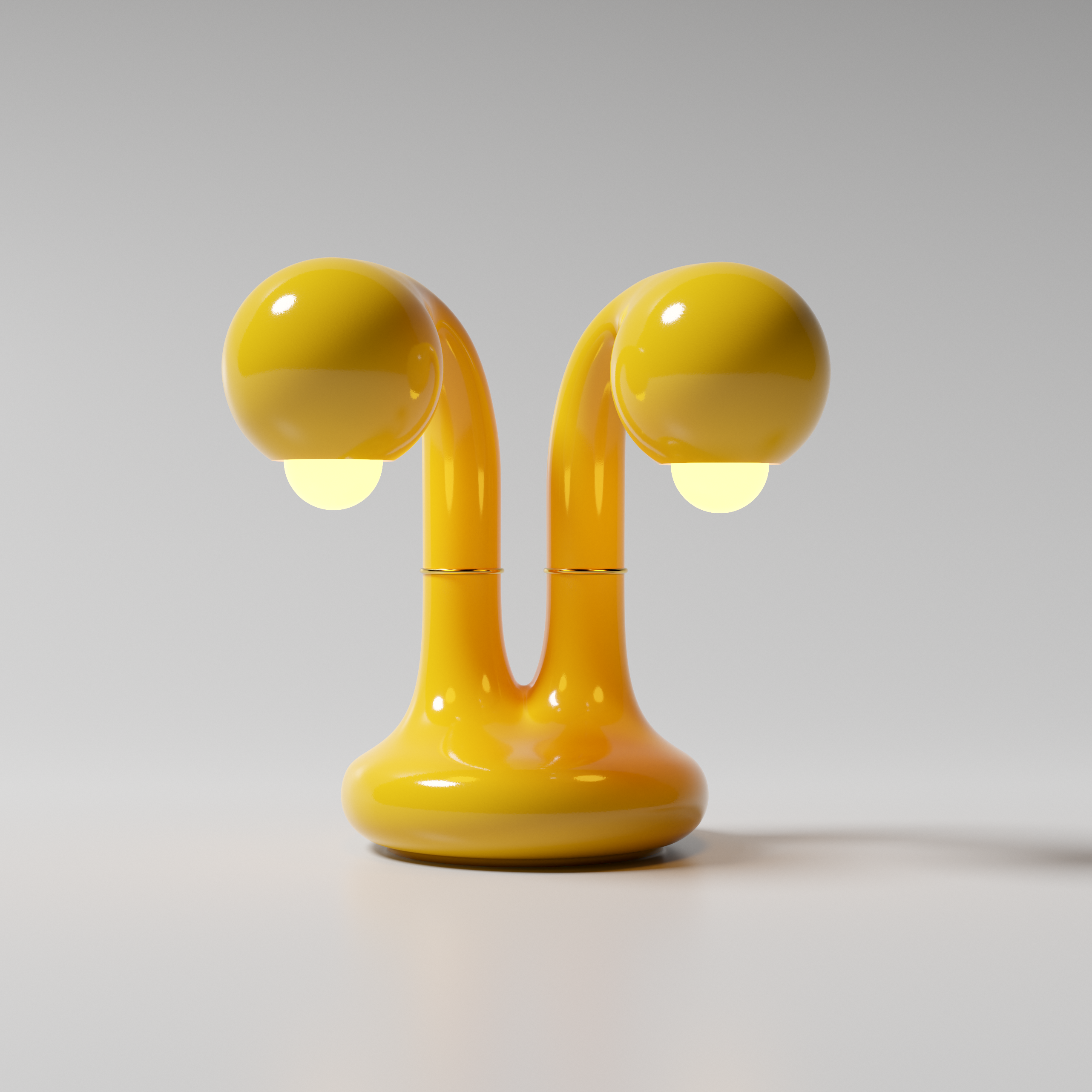 Gloss Yellow 12" 2-GLOBE TABLE LAMP