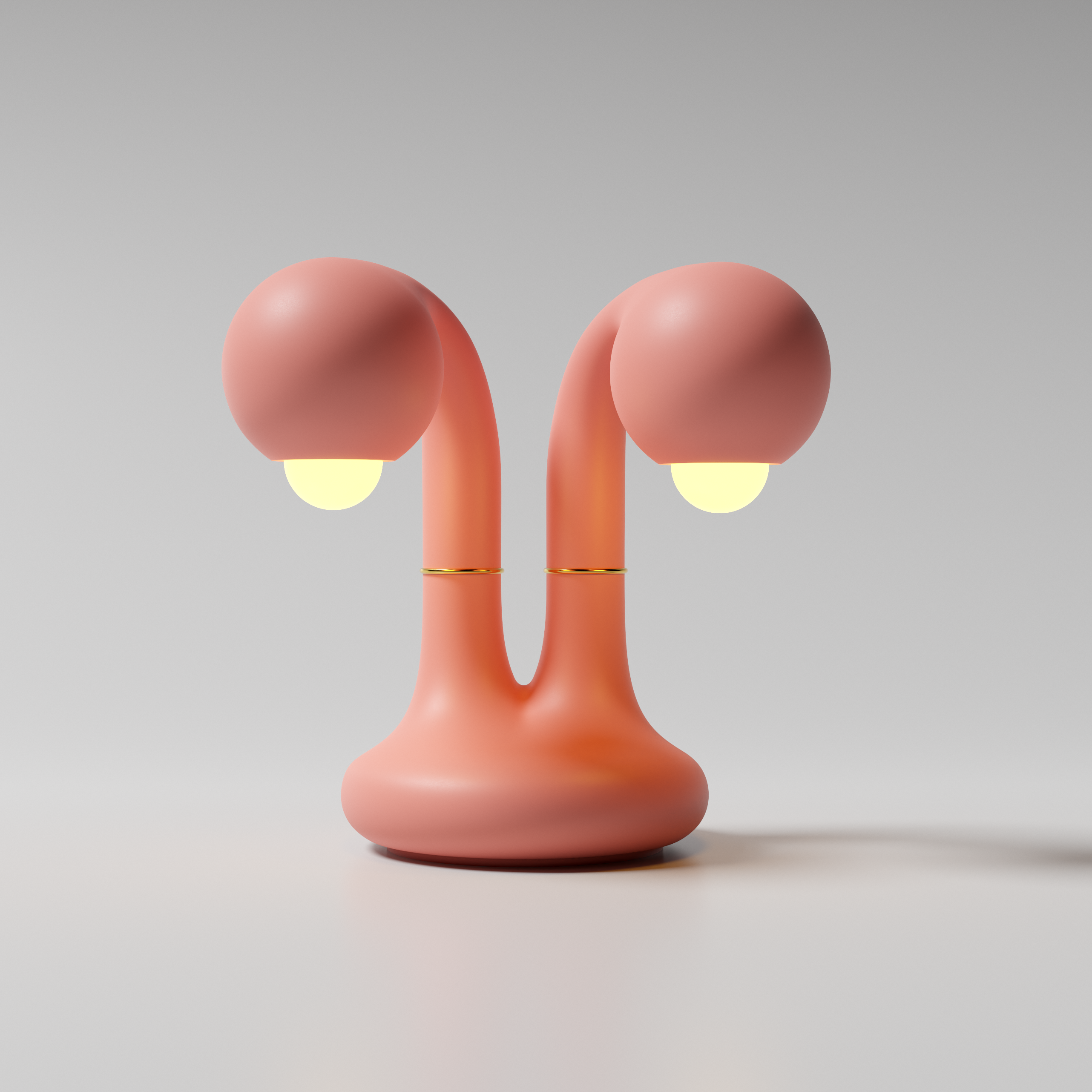 Matte Pink 12" 2-GLOBE TABLE LAMP