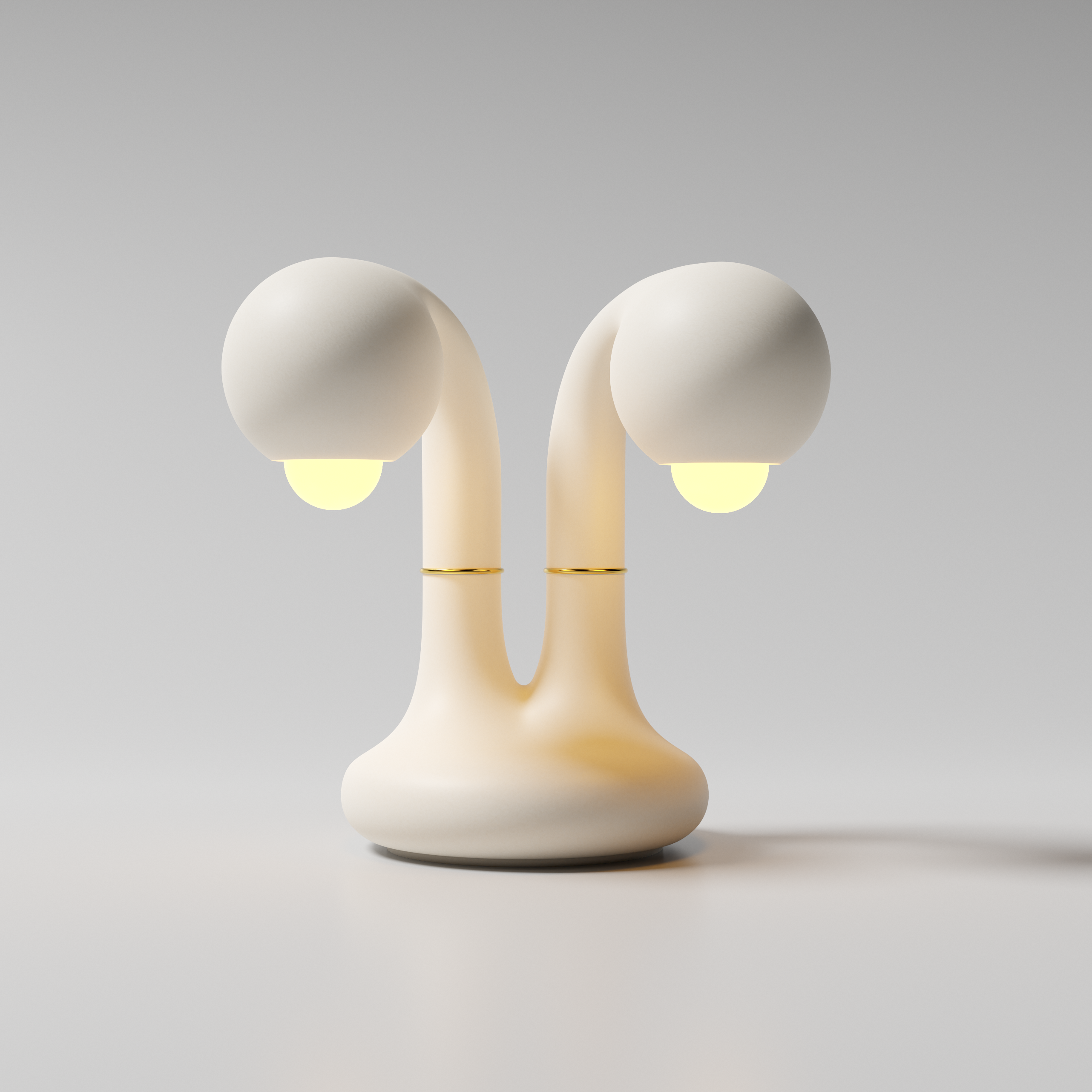 43 Matte White 34cm 2-GLOBE TABLE LAMP