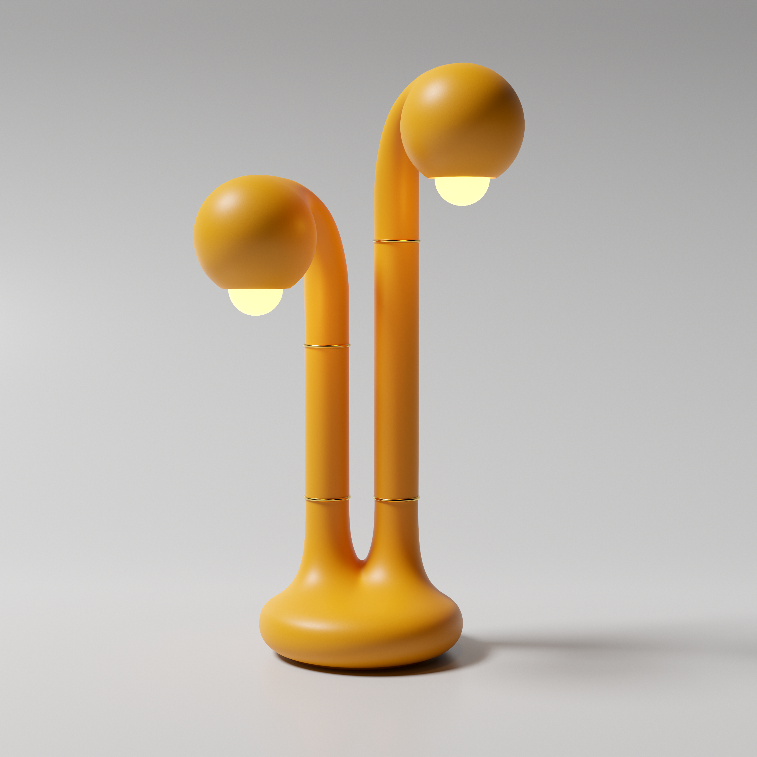 22 Matte Yellow Ochre 74cm 2-GLOBE TABLE LAMP