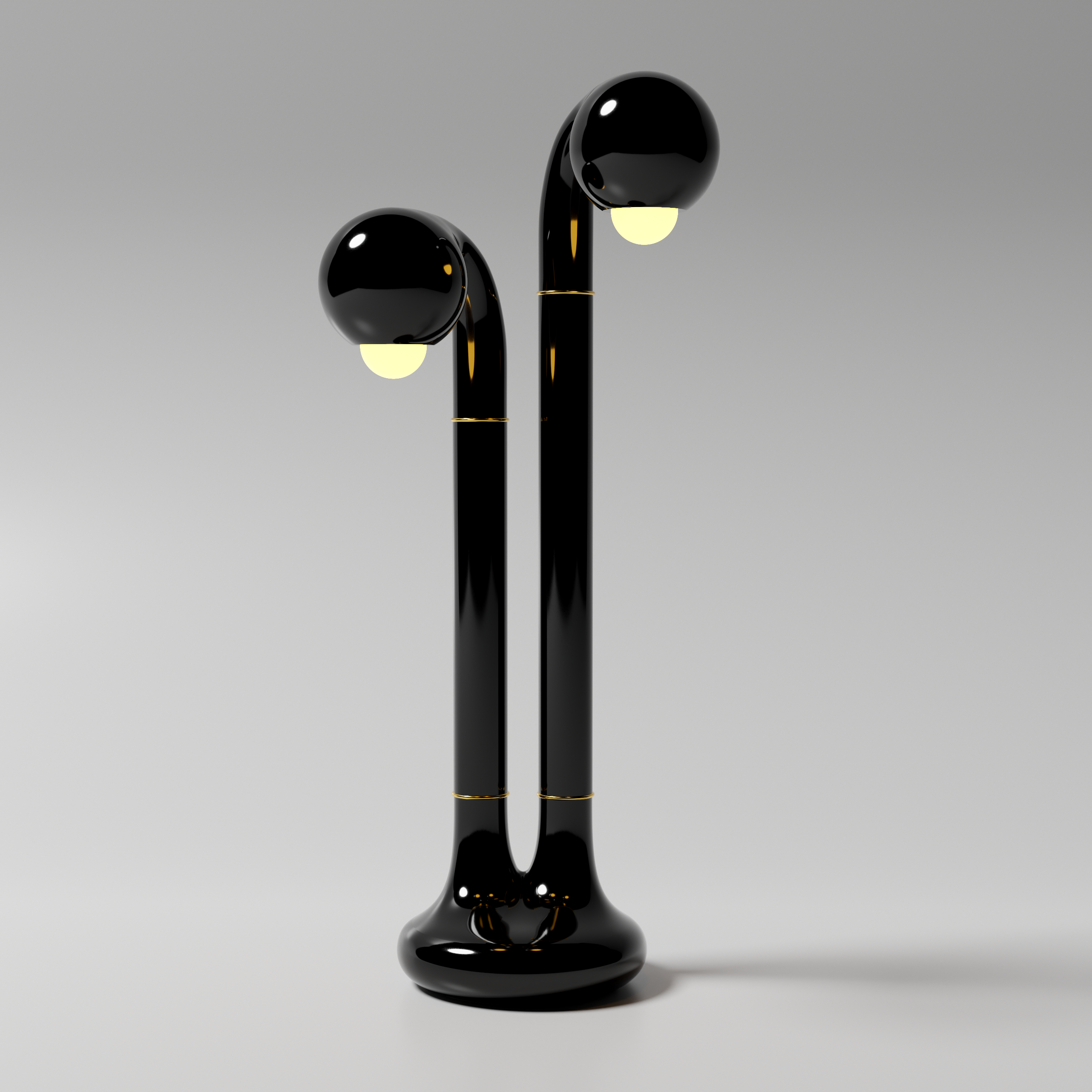 Gloss Black 28” 2-GLOBE TABLE LAMP