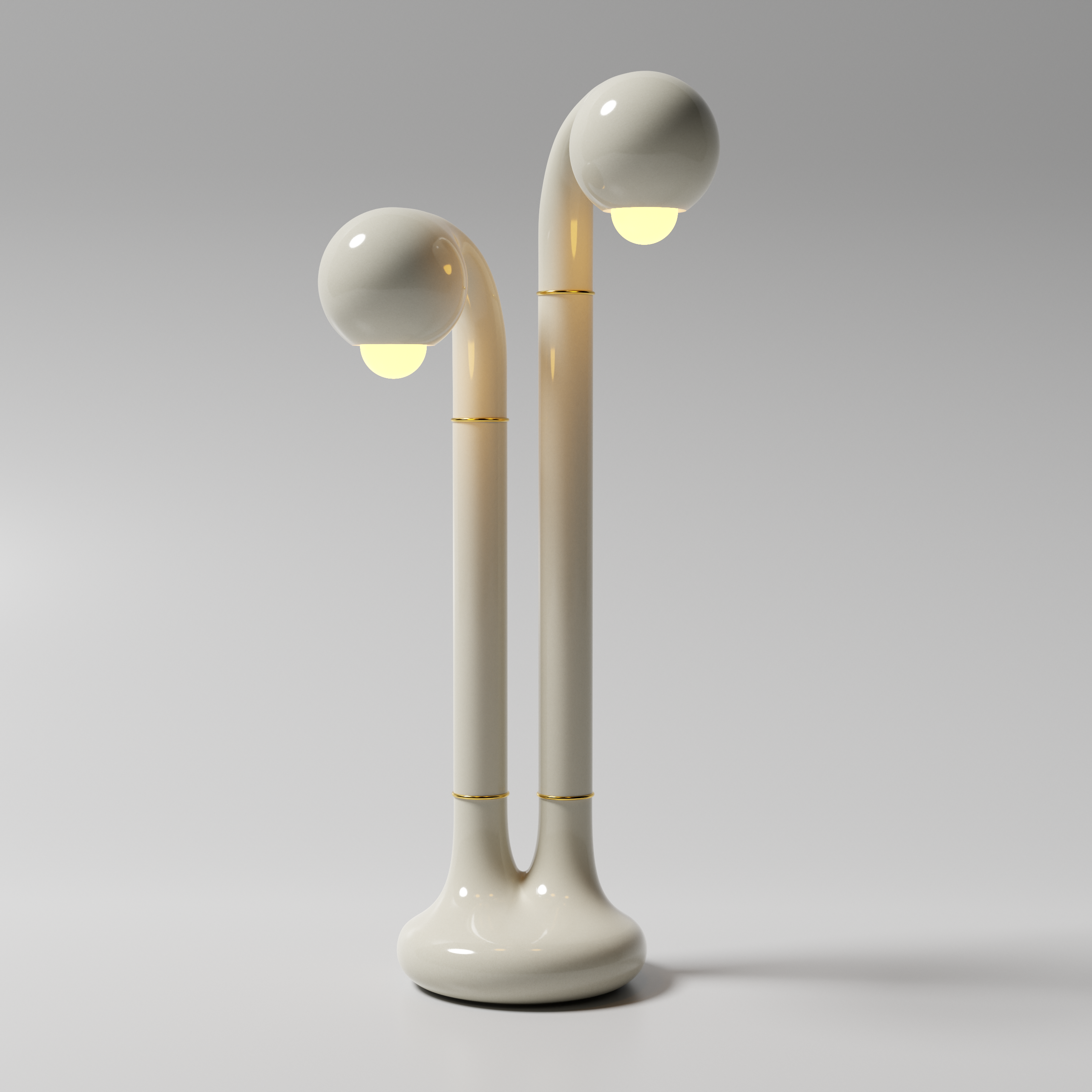 Gloss White 28” 2-GLOBE TABLE LAMP