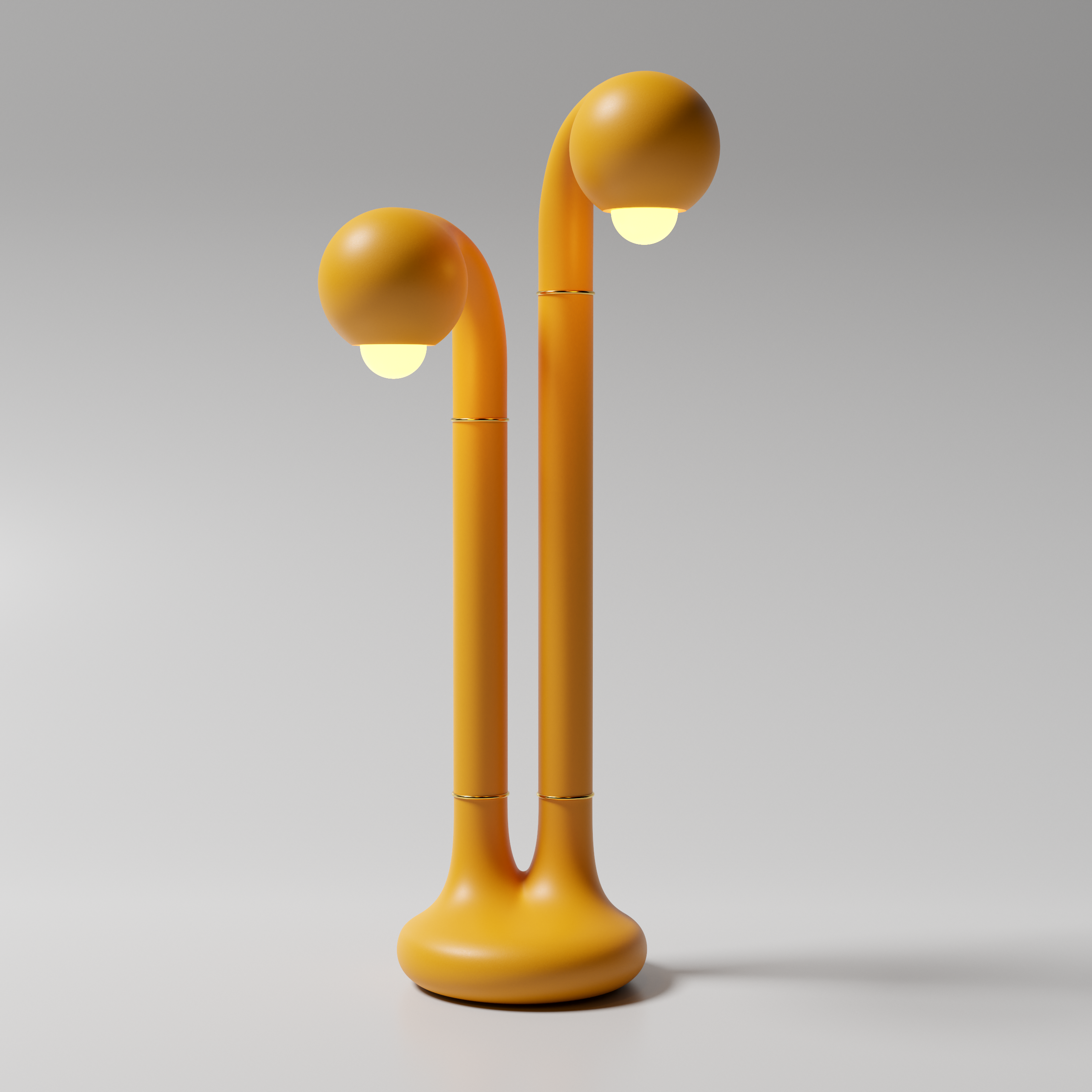 22 Matte Yellow Ochre 74cm 2-GLOBE TABLE LAMP